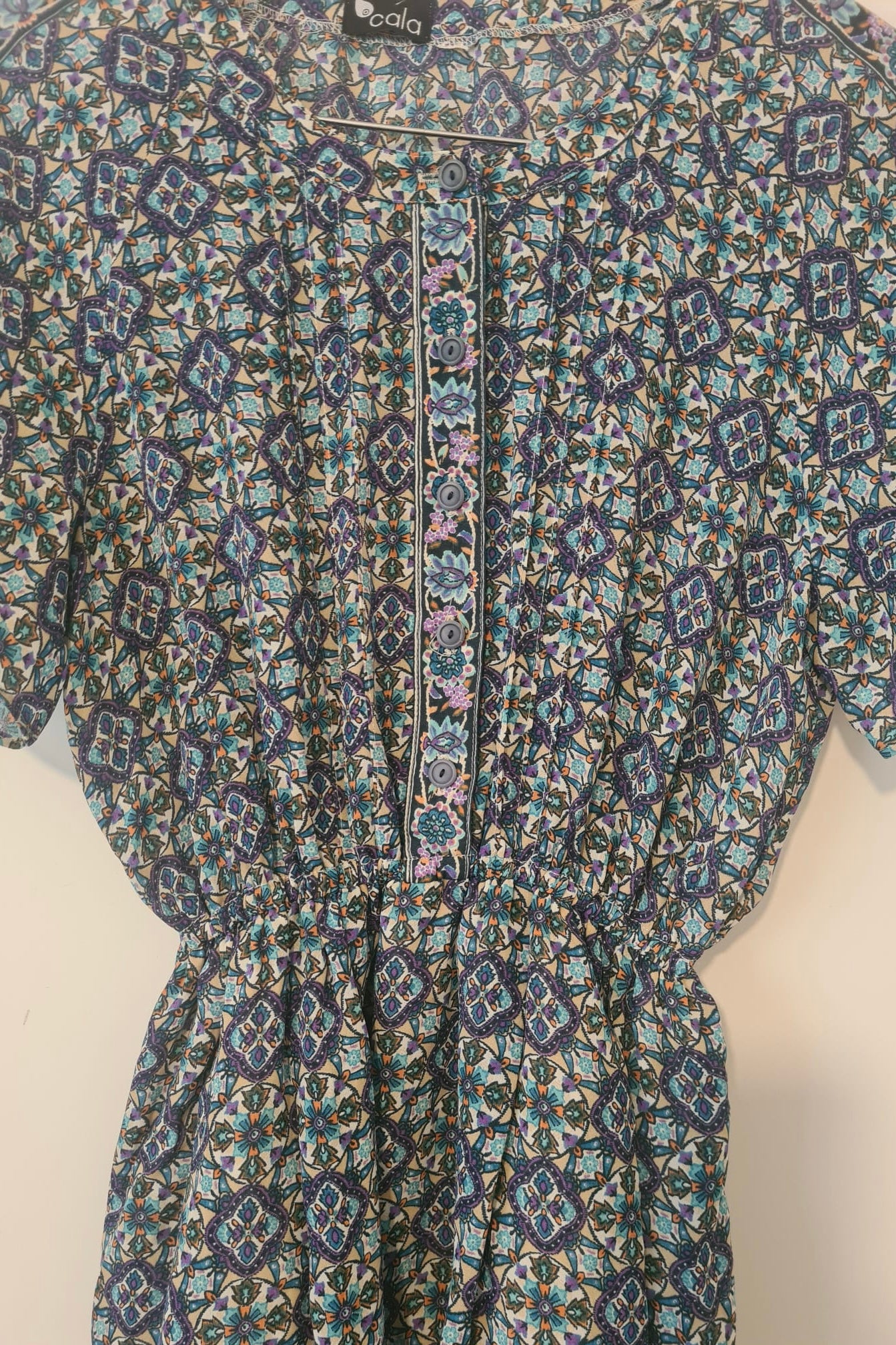 שמלת וינטג' כחול ריבועים