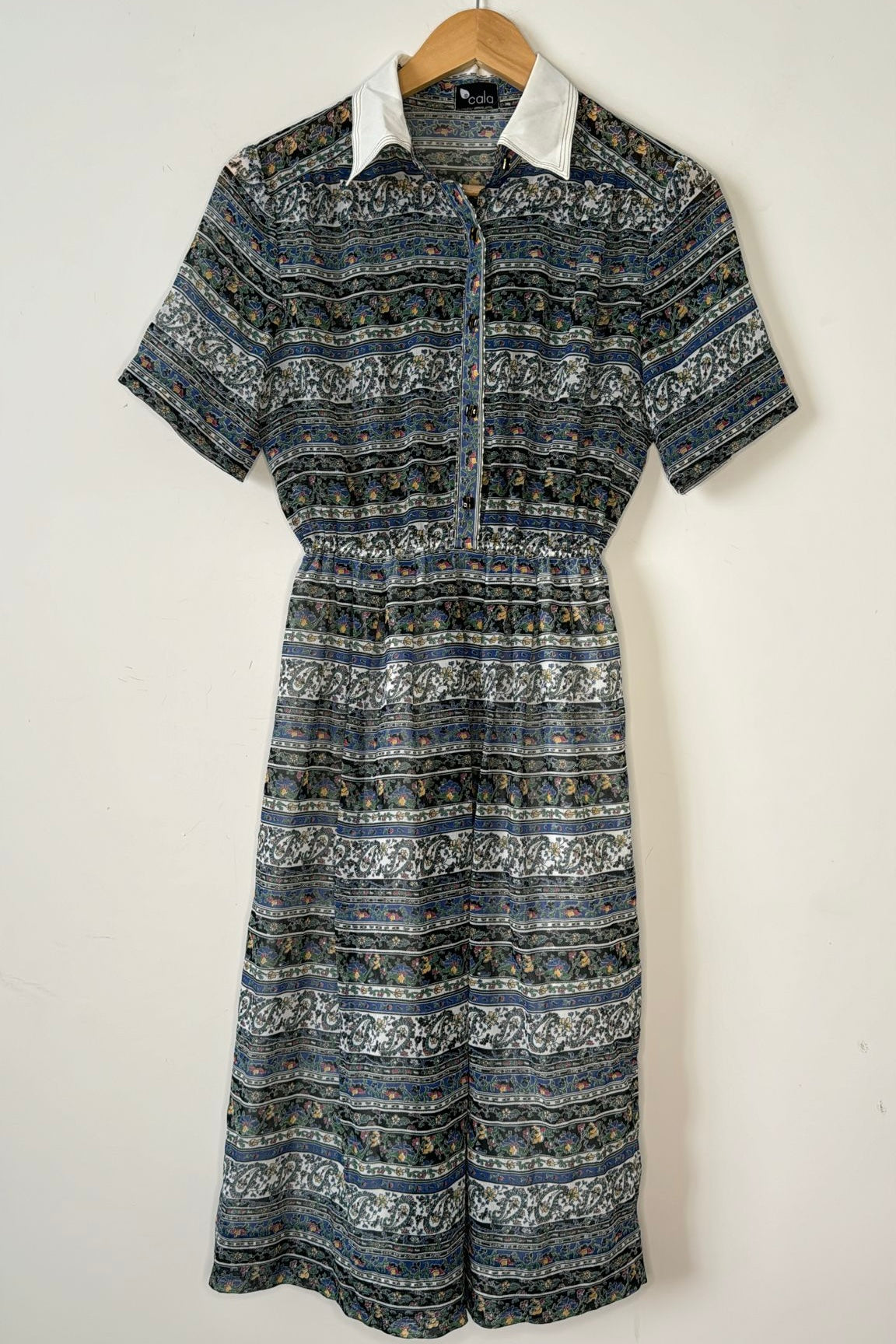 שמלת וינטג' פסים עבים ציורים