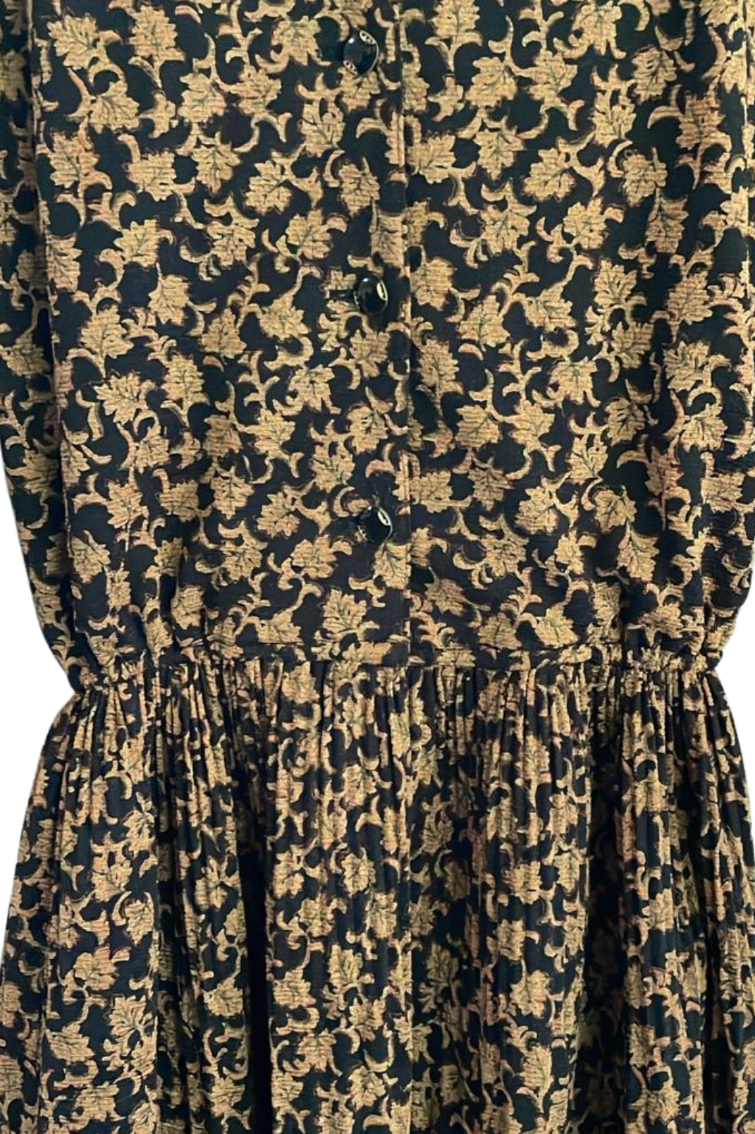 שמלת וינטג׳ פרחים חומים על שחור