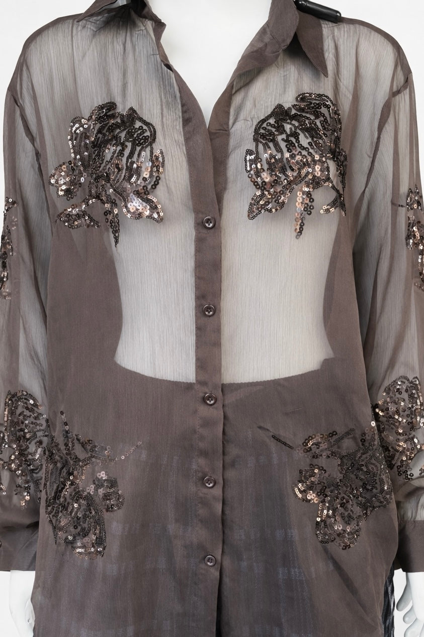 חולצה חומה דקורטיבית