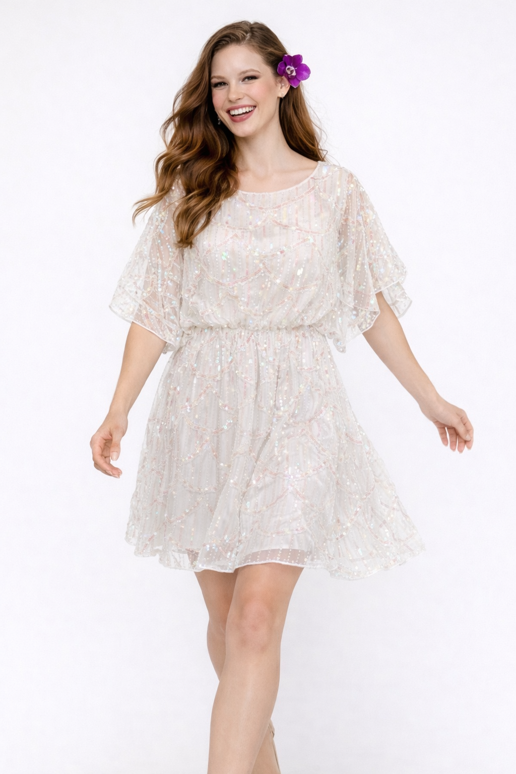 שמלת פאייטים לבנים