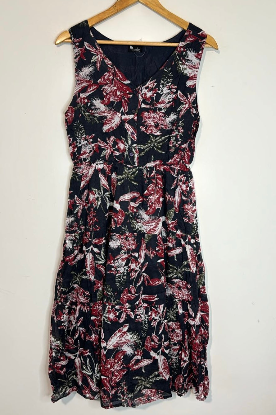 שמלת וינטג' פרחי אדום על שחור