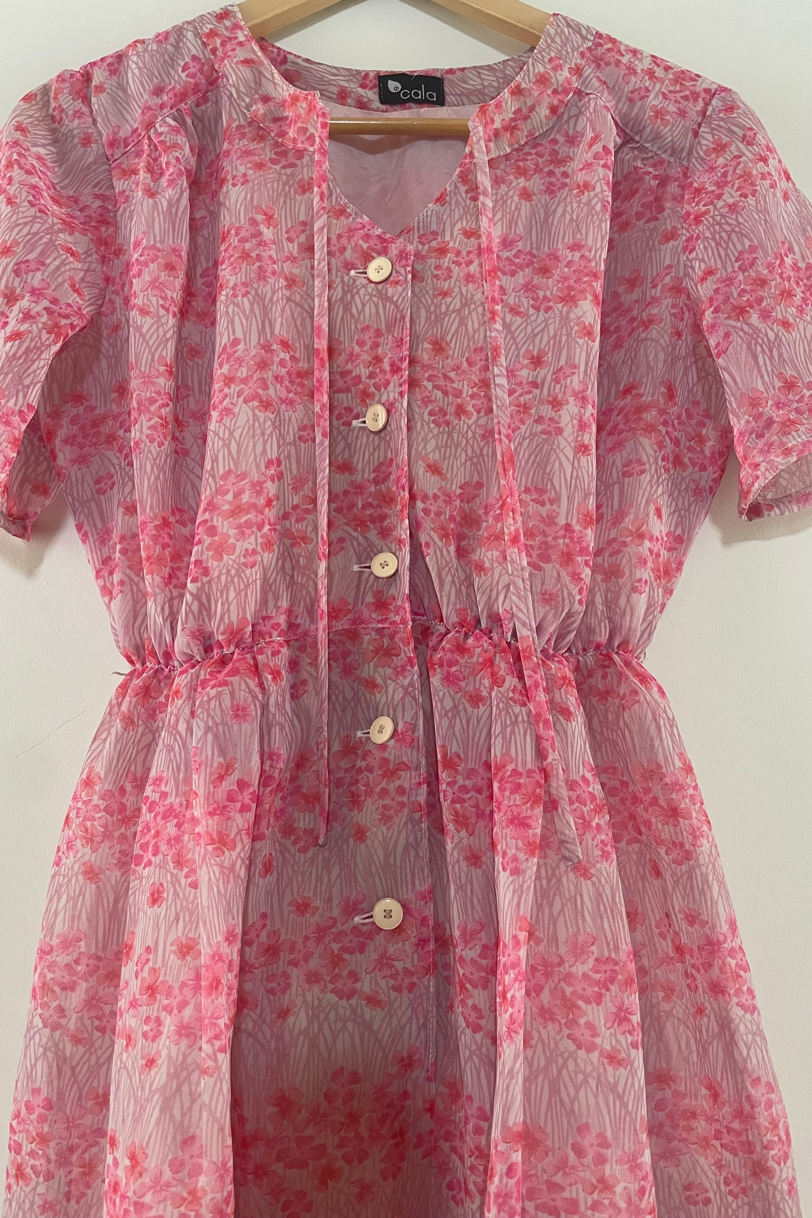 שמלת וינטג׳ שורות ורודים