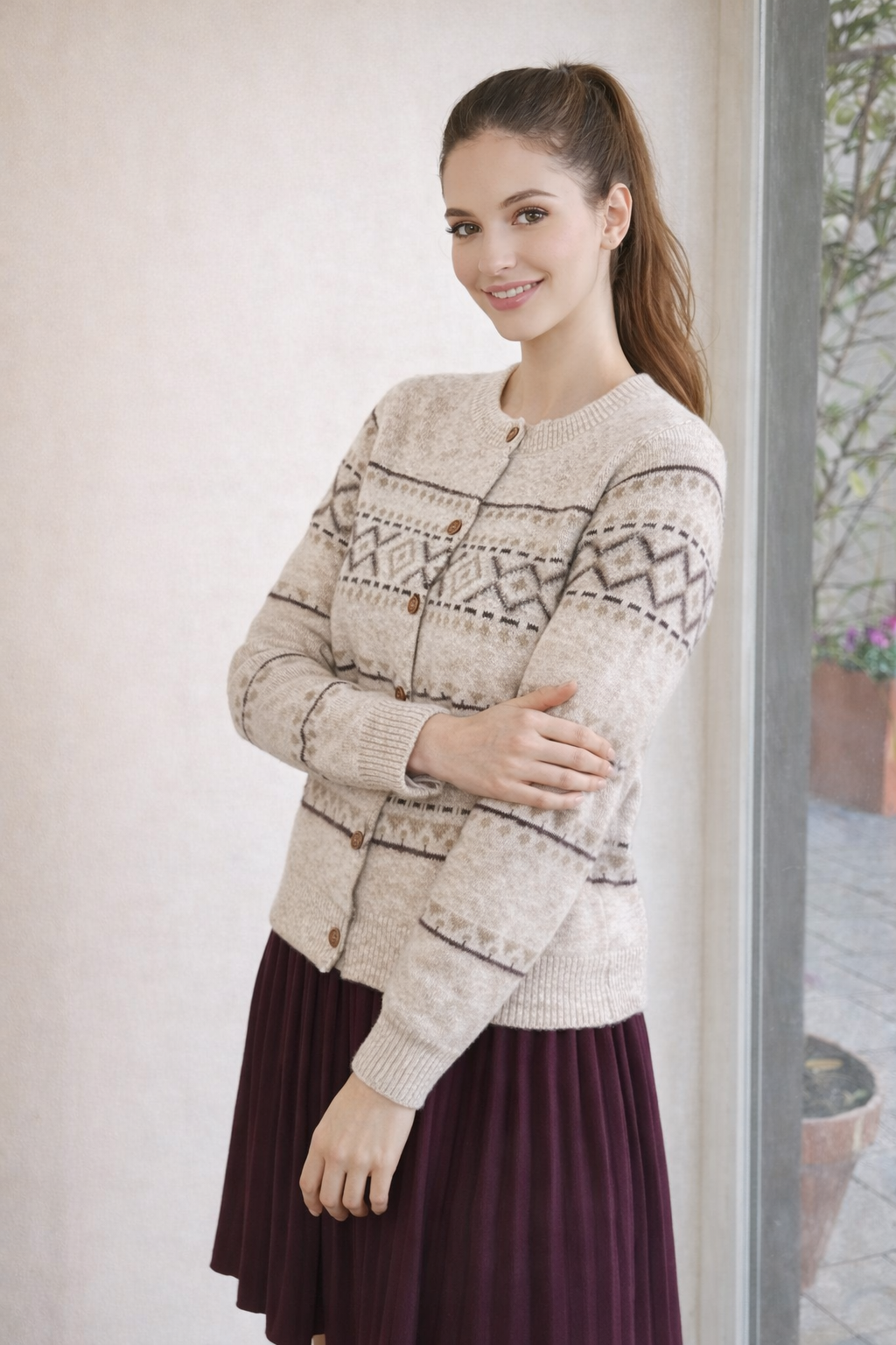 קרדיגן חורף לבן