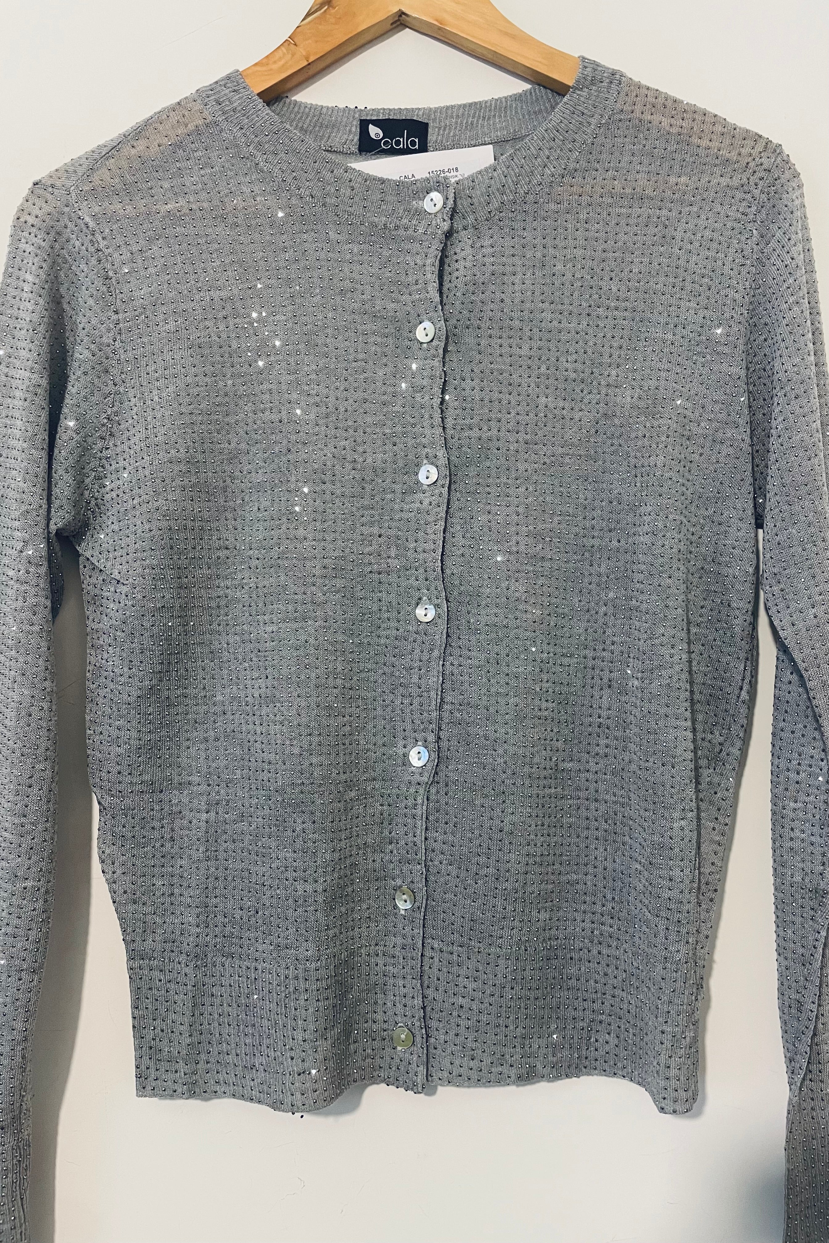 קרדיגן אפור נוצץ