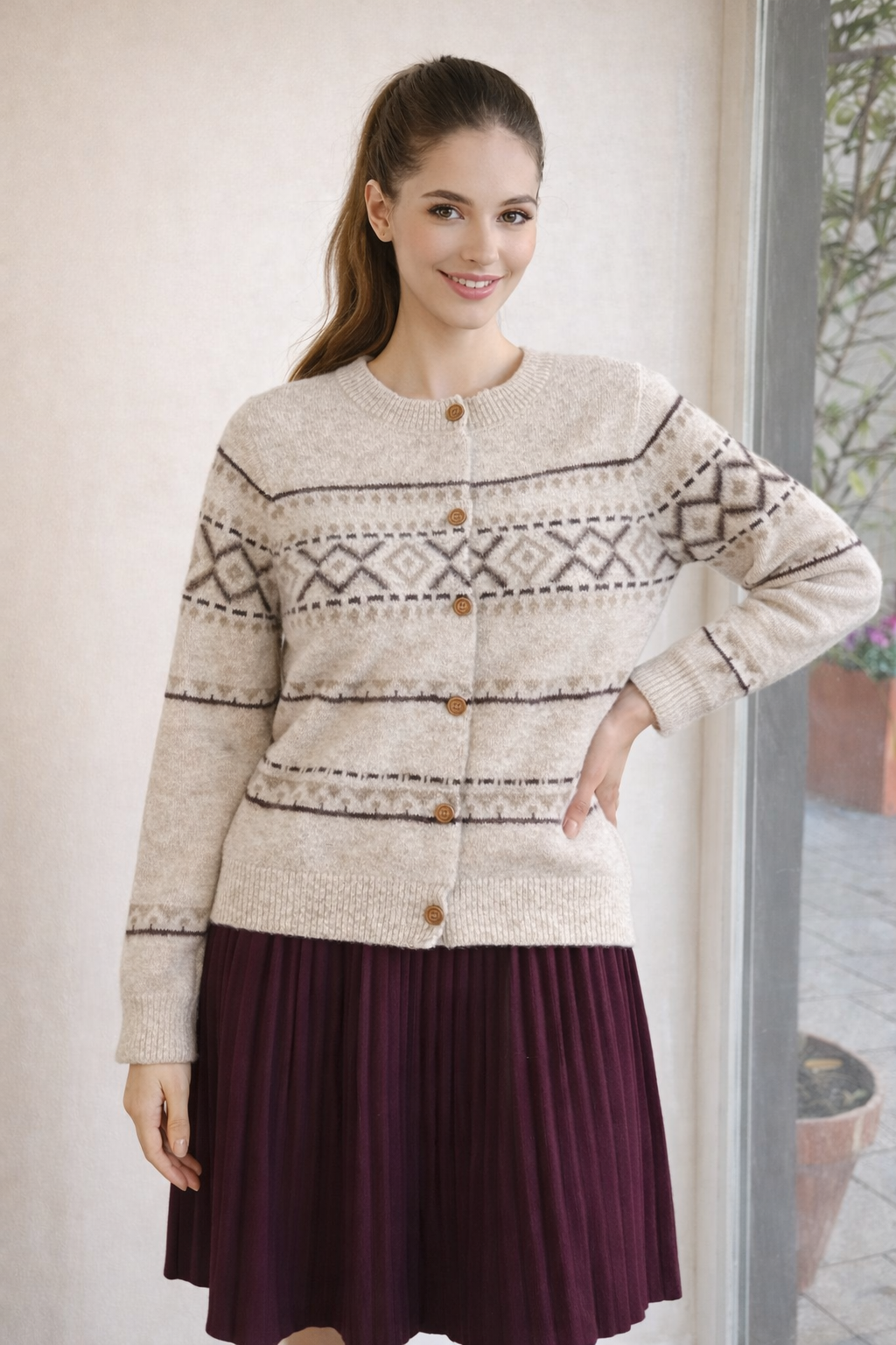 קרדיגן חורף לבן