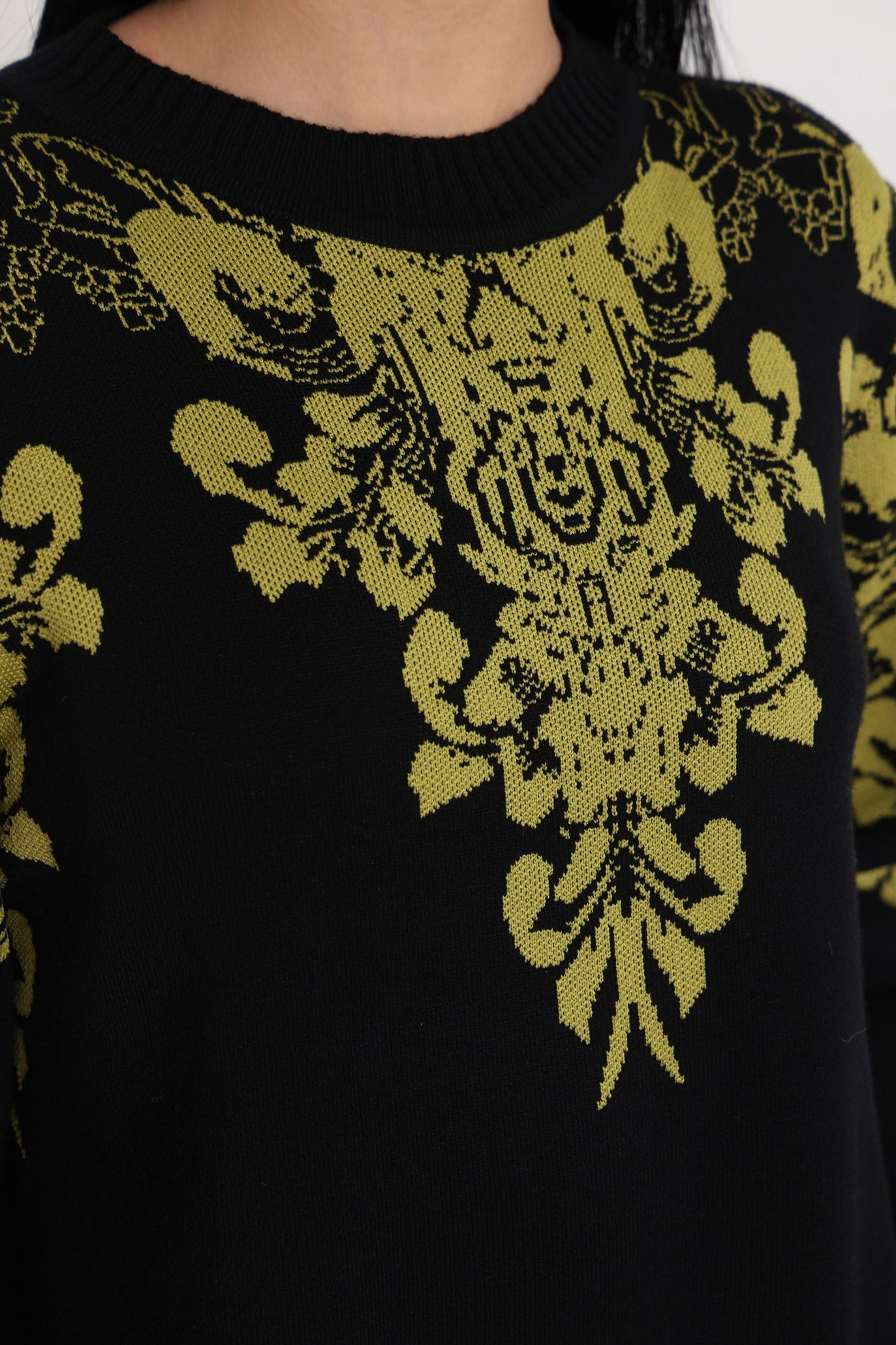 שמלת איור צהוב - צמר