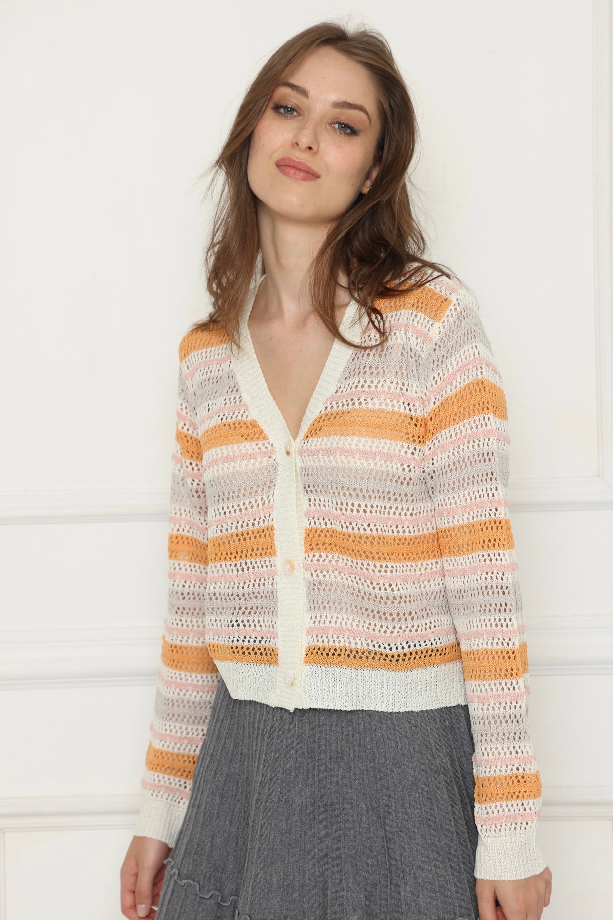 קרדיגן פסים כתומים