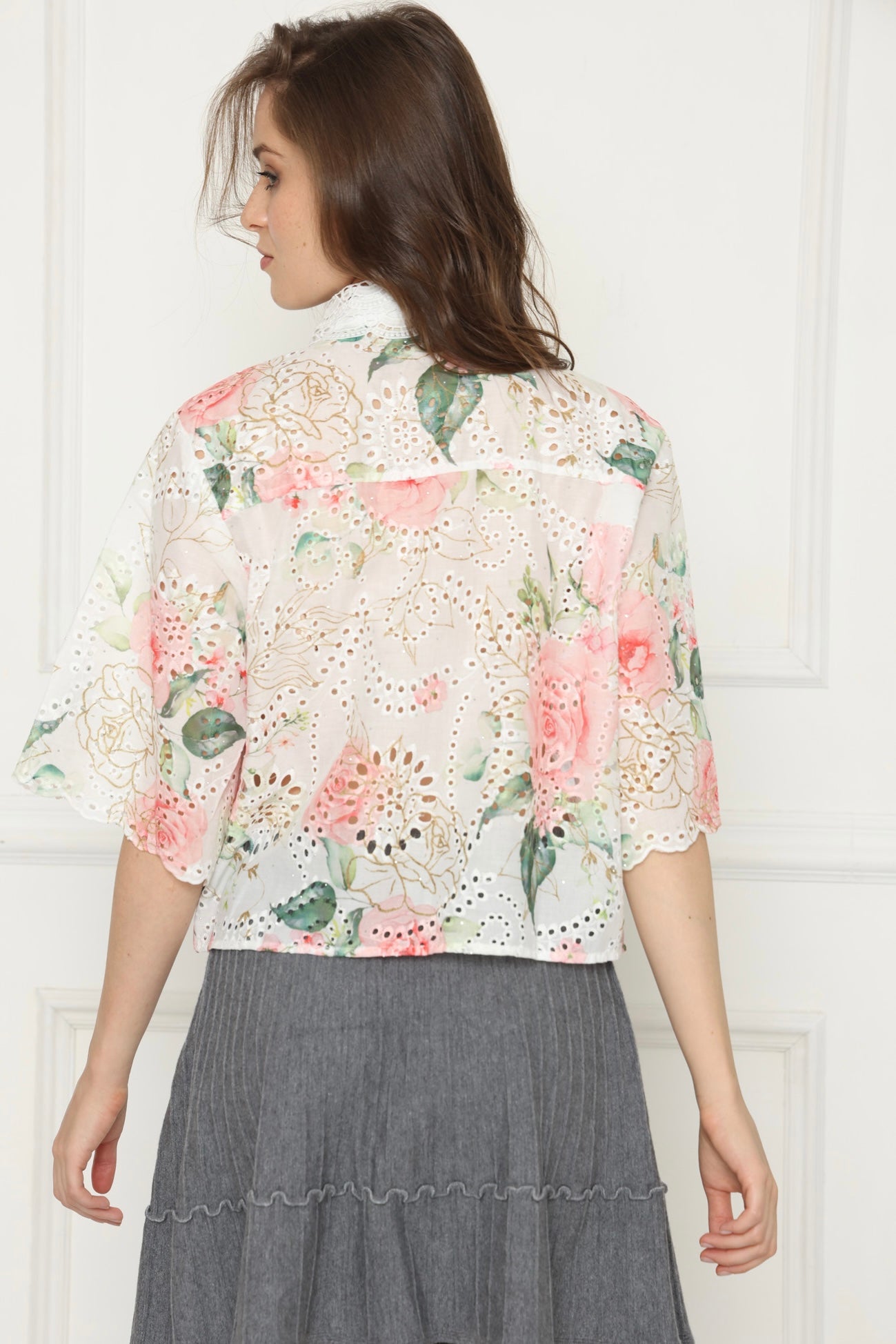 חולצת פרח לימוני ורוד