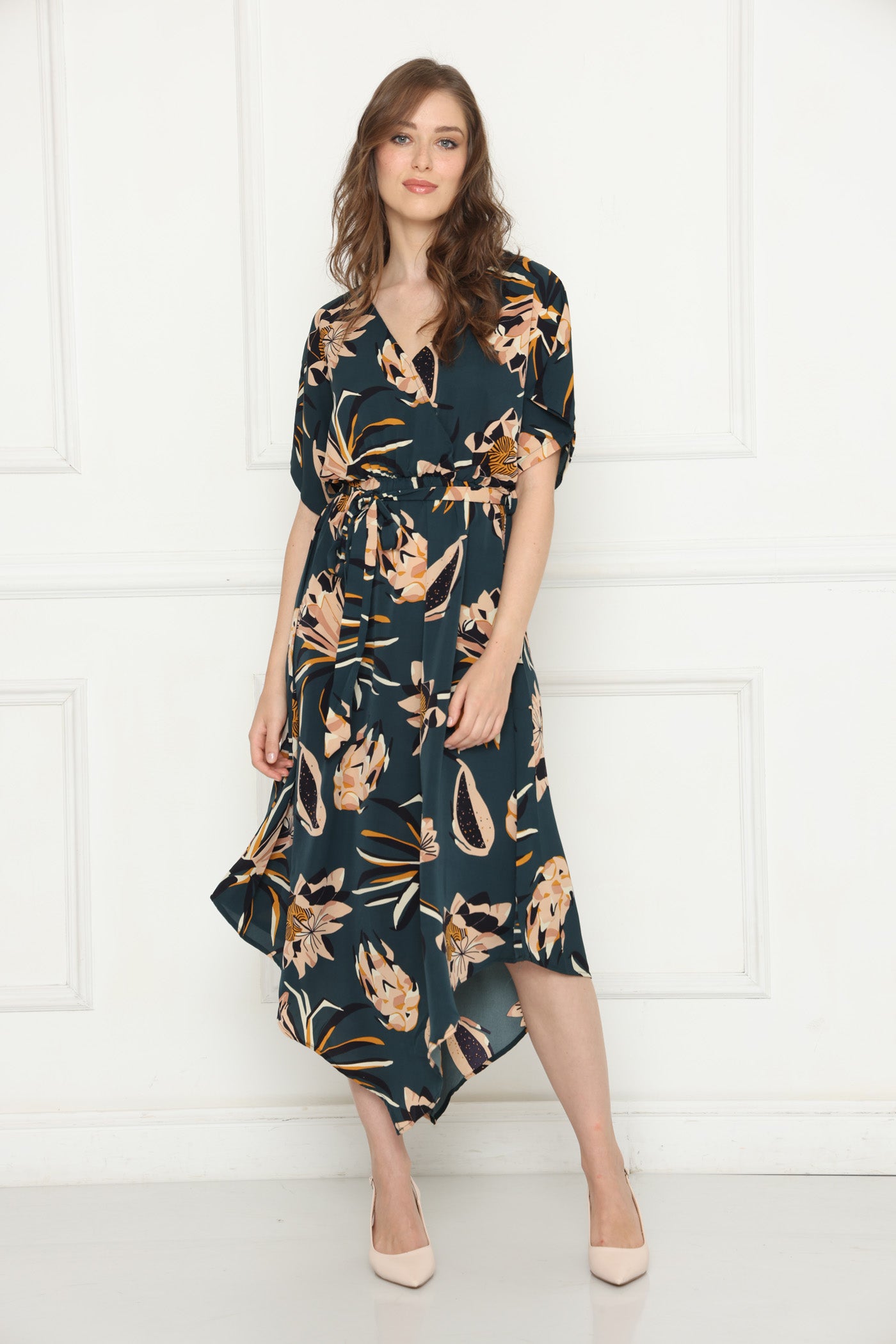 שמלת אורכים כחולה פרחונית