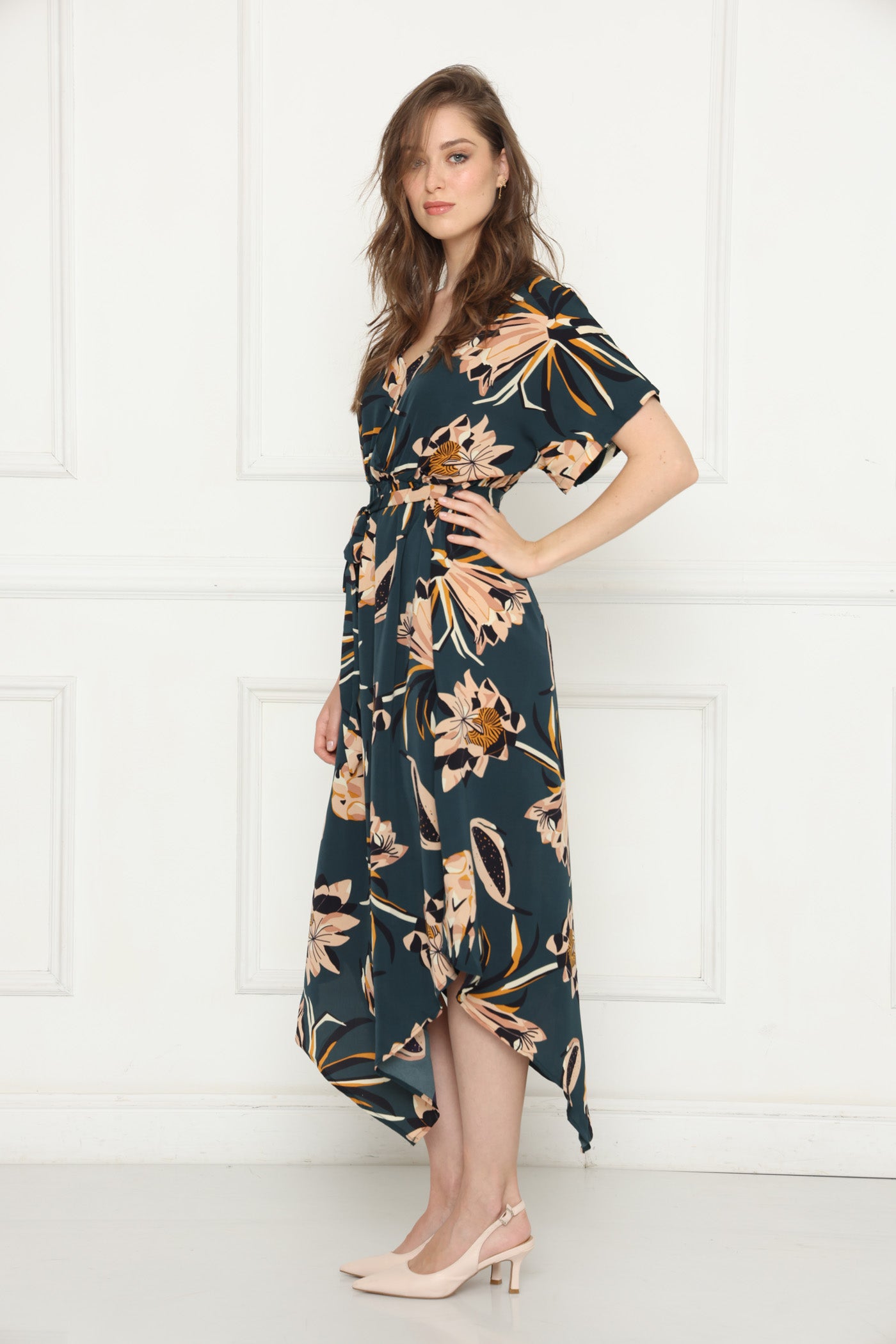 שמלת אורכים כחולה פרחונית