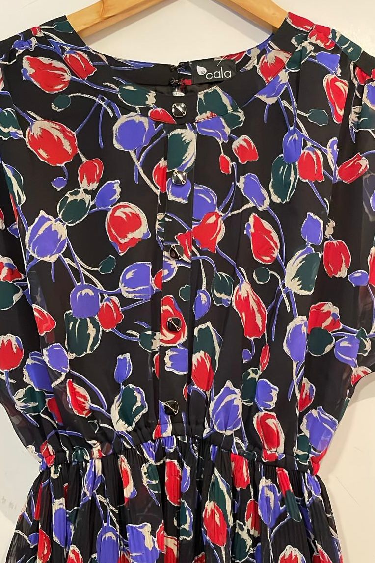 שמלת וינטג' פרחים סגולים