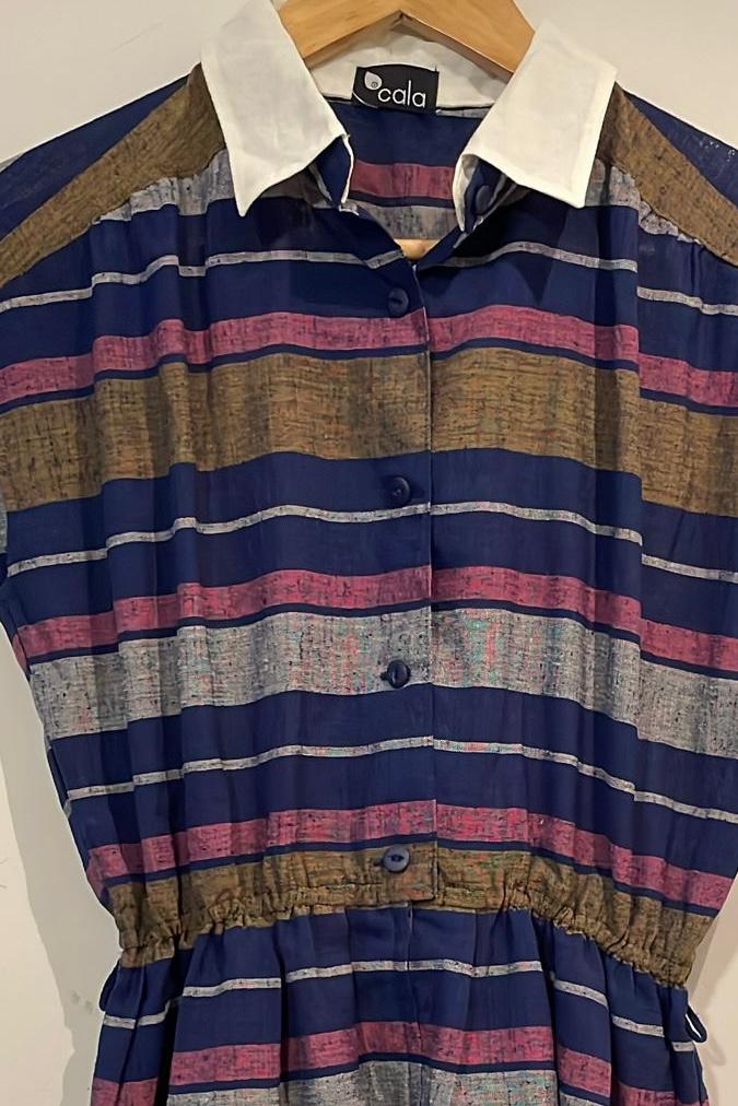 שמלת וינטג' פסים צבעוניים