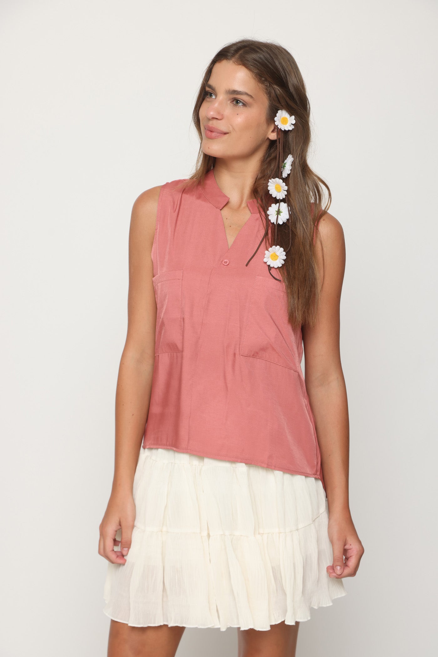 גופיה חלקה שני כיסים אדום