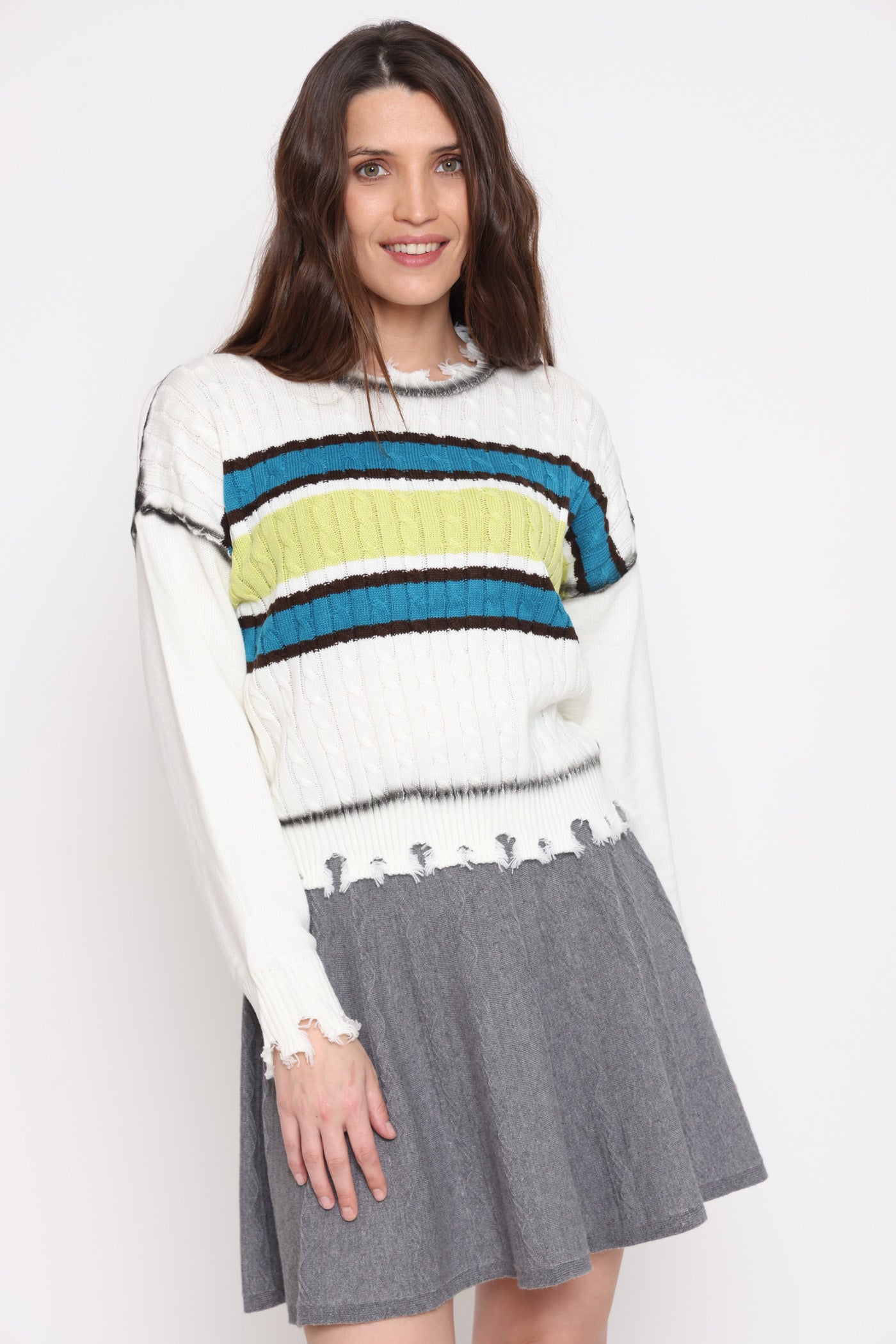 סריג מרכז 2 צבעים לבן חורף