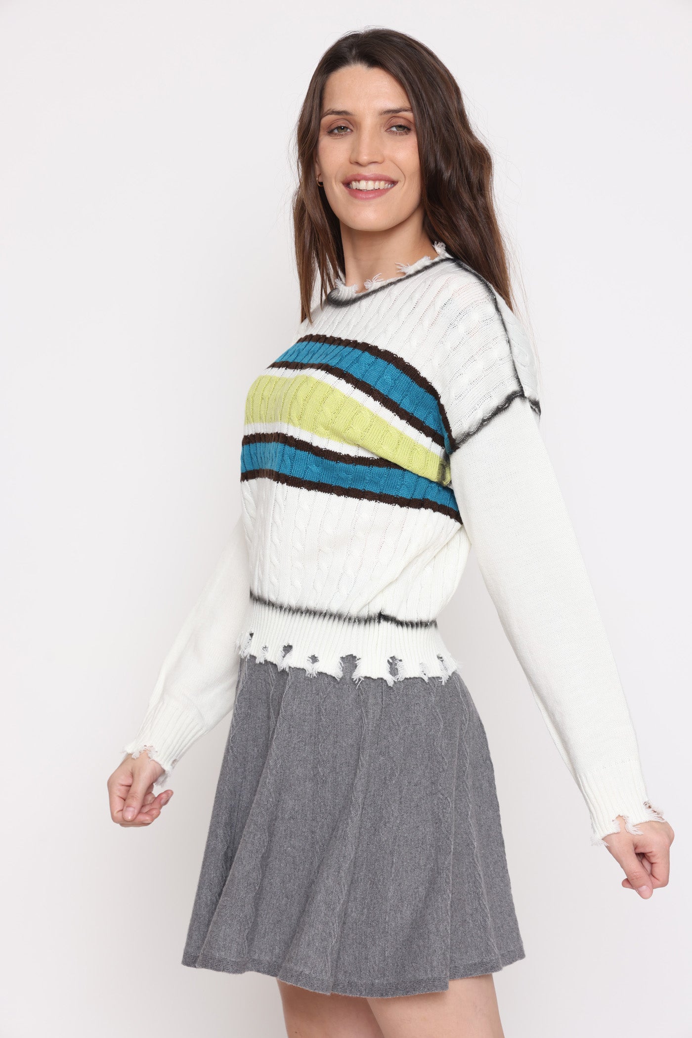 סריג מרכז 2 צבעים לבן חורף