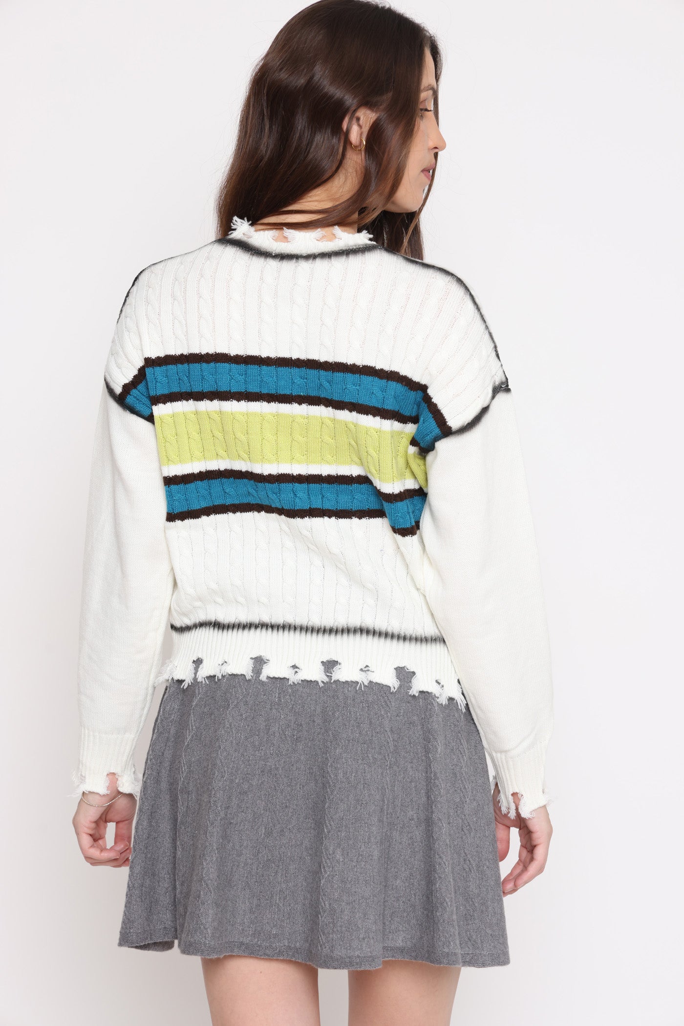 סריג מרכז 2 צבעים לבן חורף