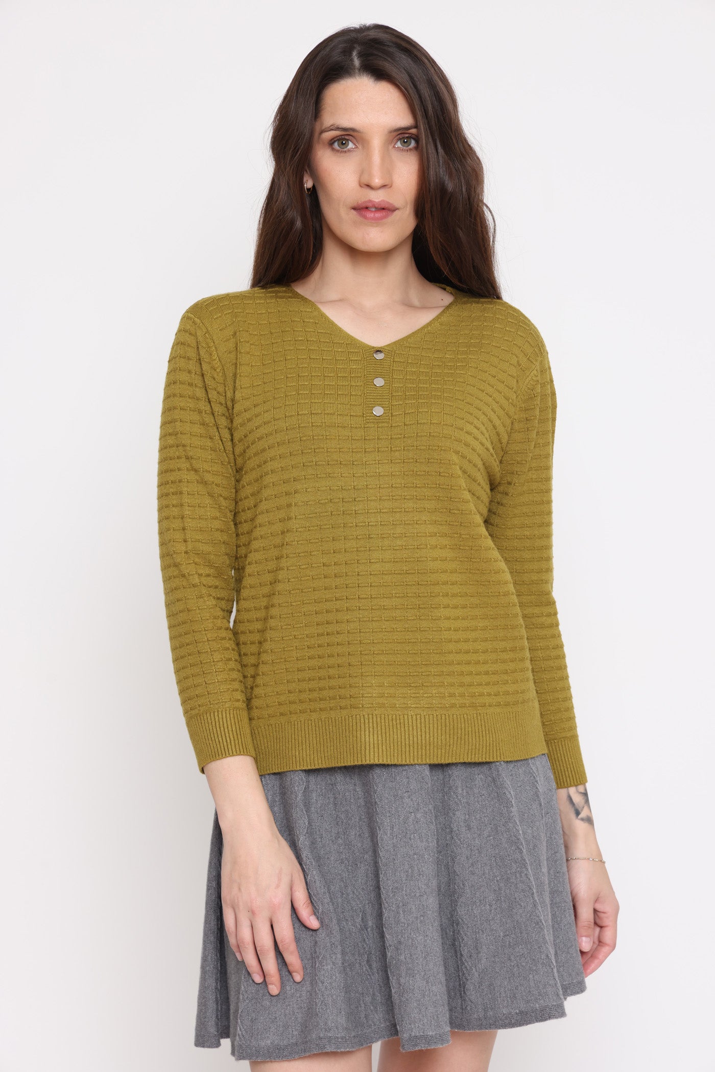 סריג כפתורים ופסים