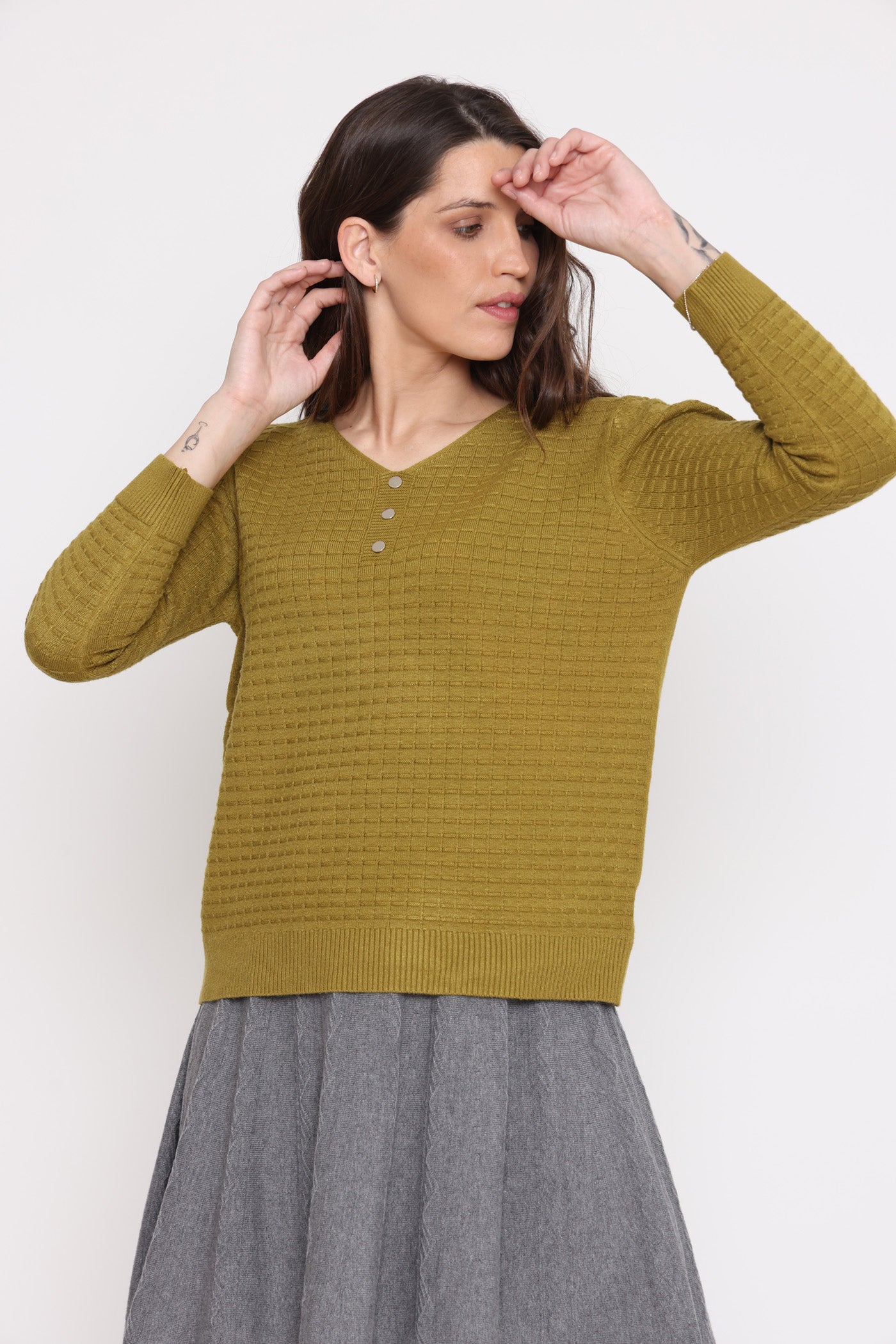 סריג כפתורים ופסים