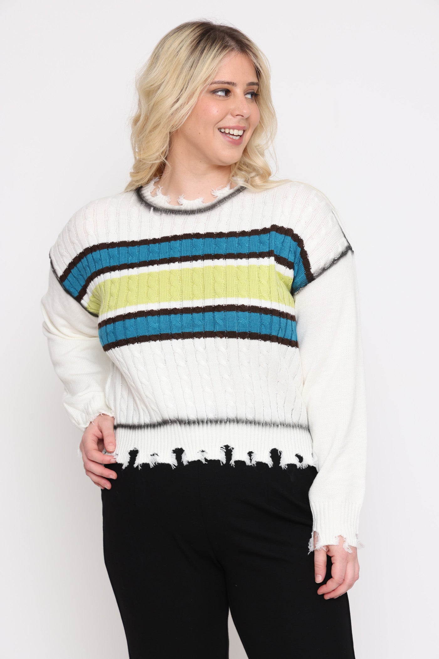 סריג מרכז 2 צבעים לבן חורף