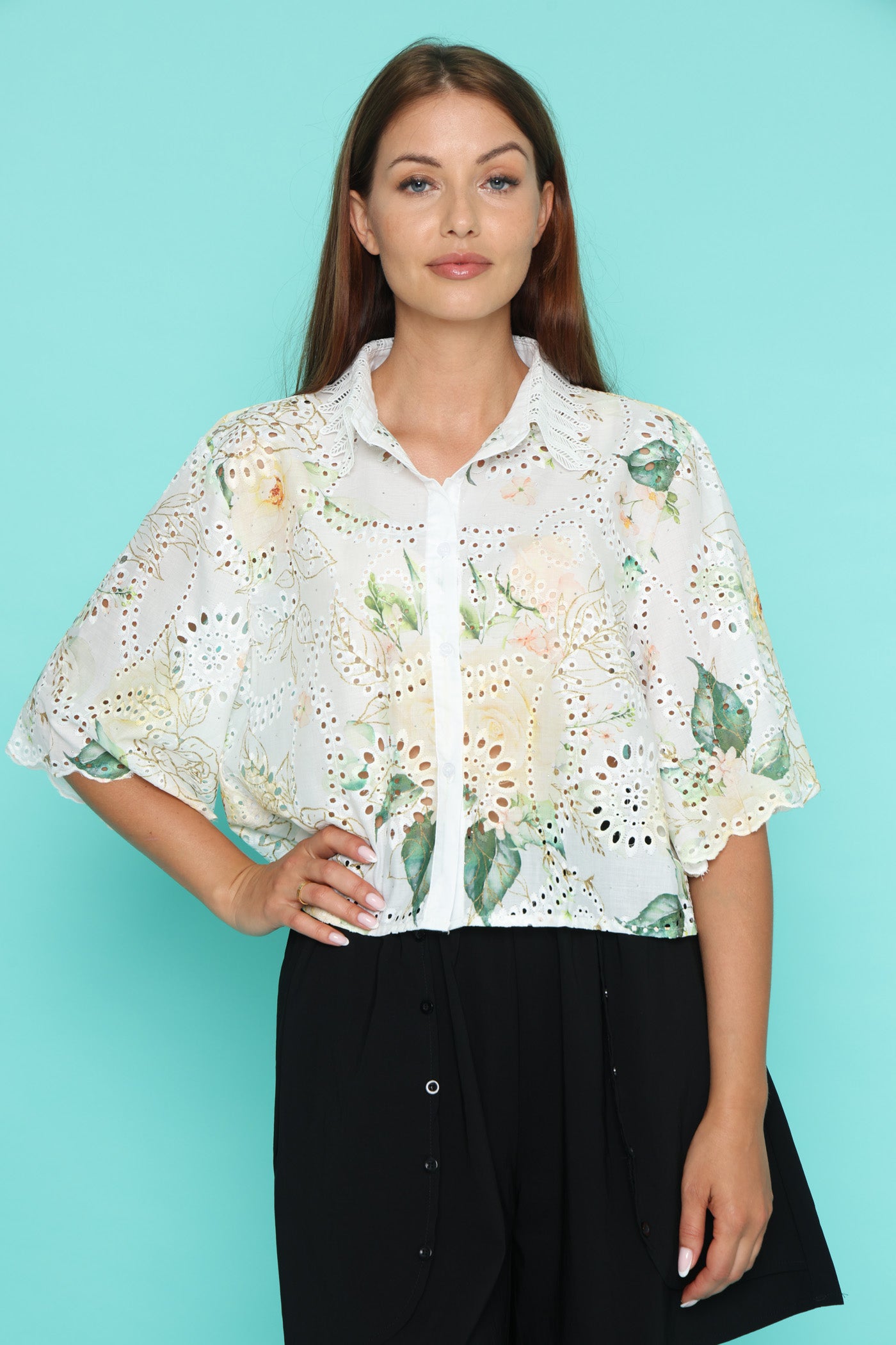 חולצת פרח לימוני