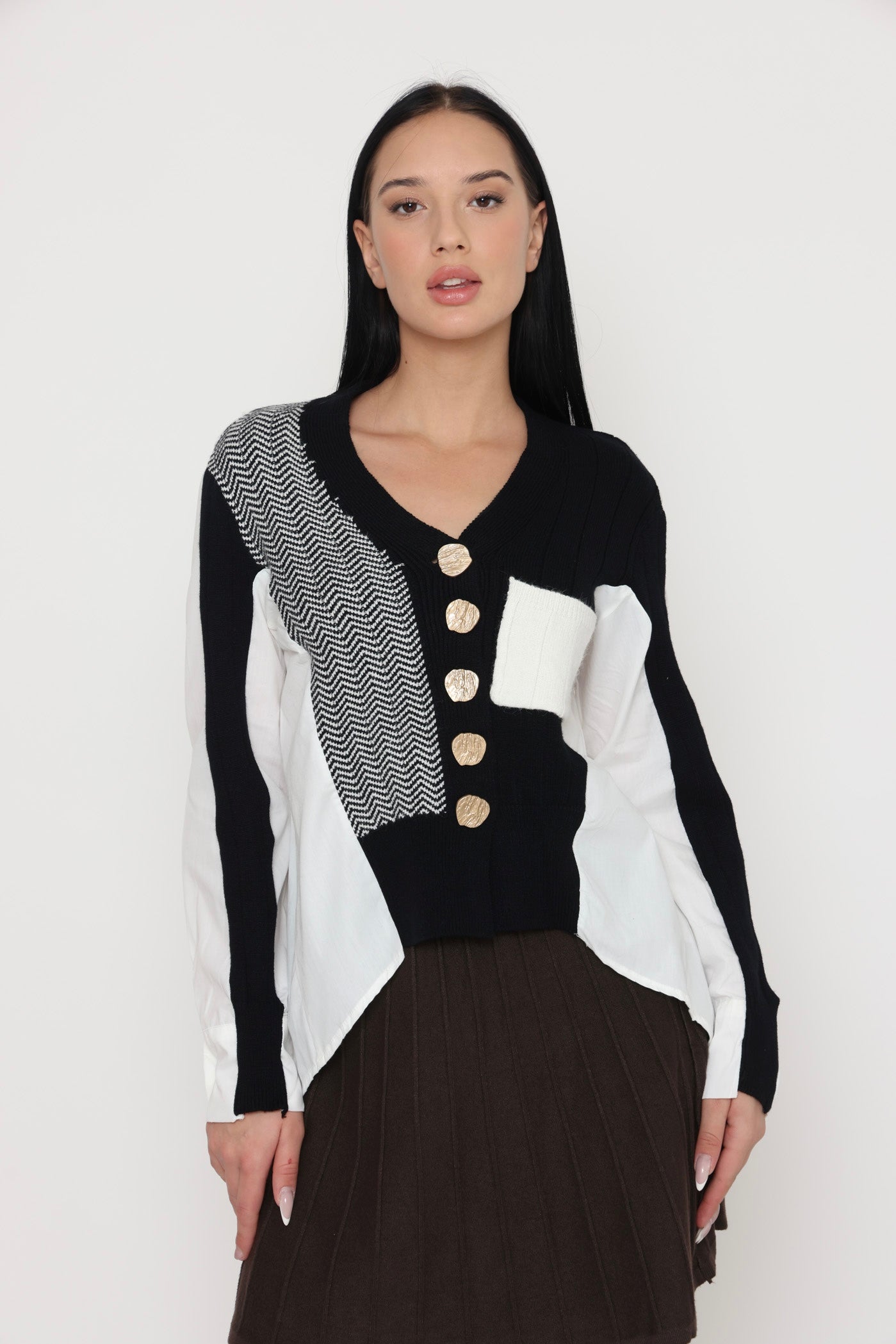 קרדיגן שילוב צבעי בסיס