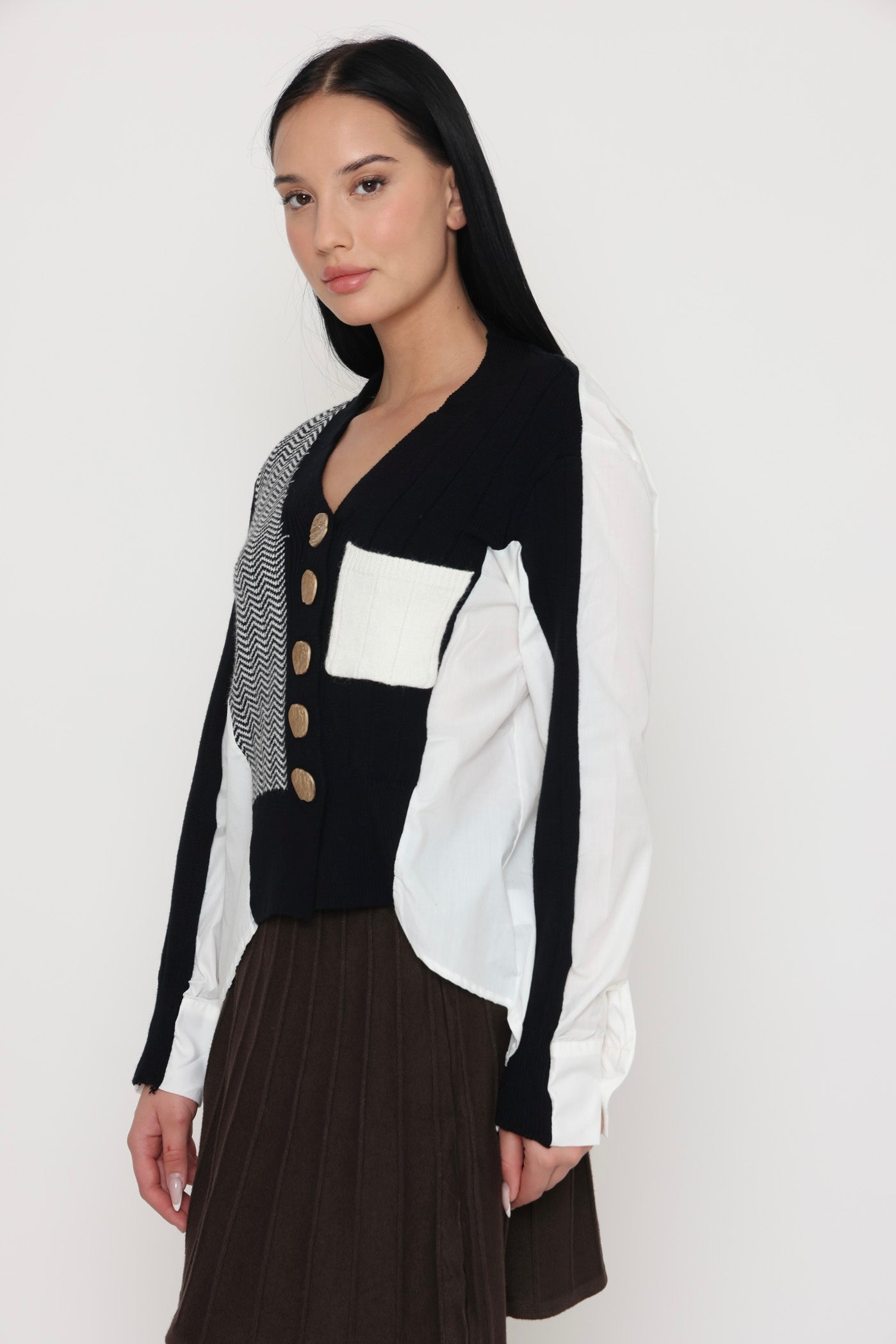 קרדיגן שילוב צבעי בסיס