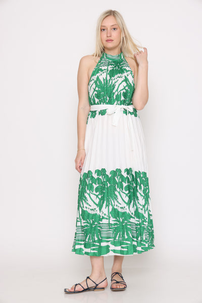 שמלת מרכז לבן ירוק