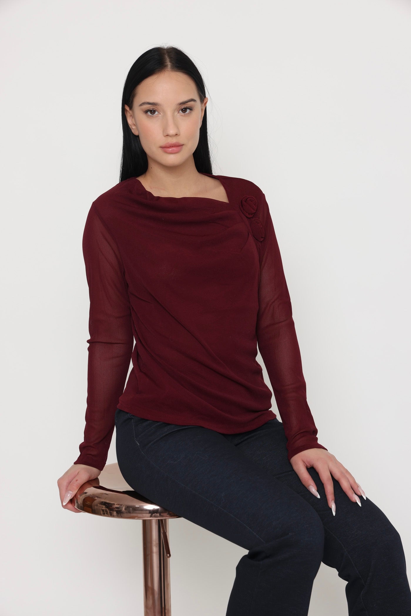 חולצת שני פרחי צד