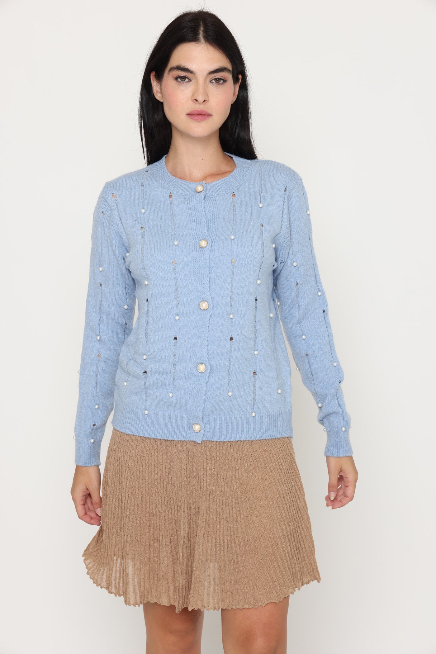 קרדיגן שקעים וחרוזים