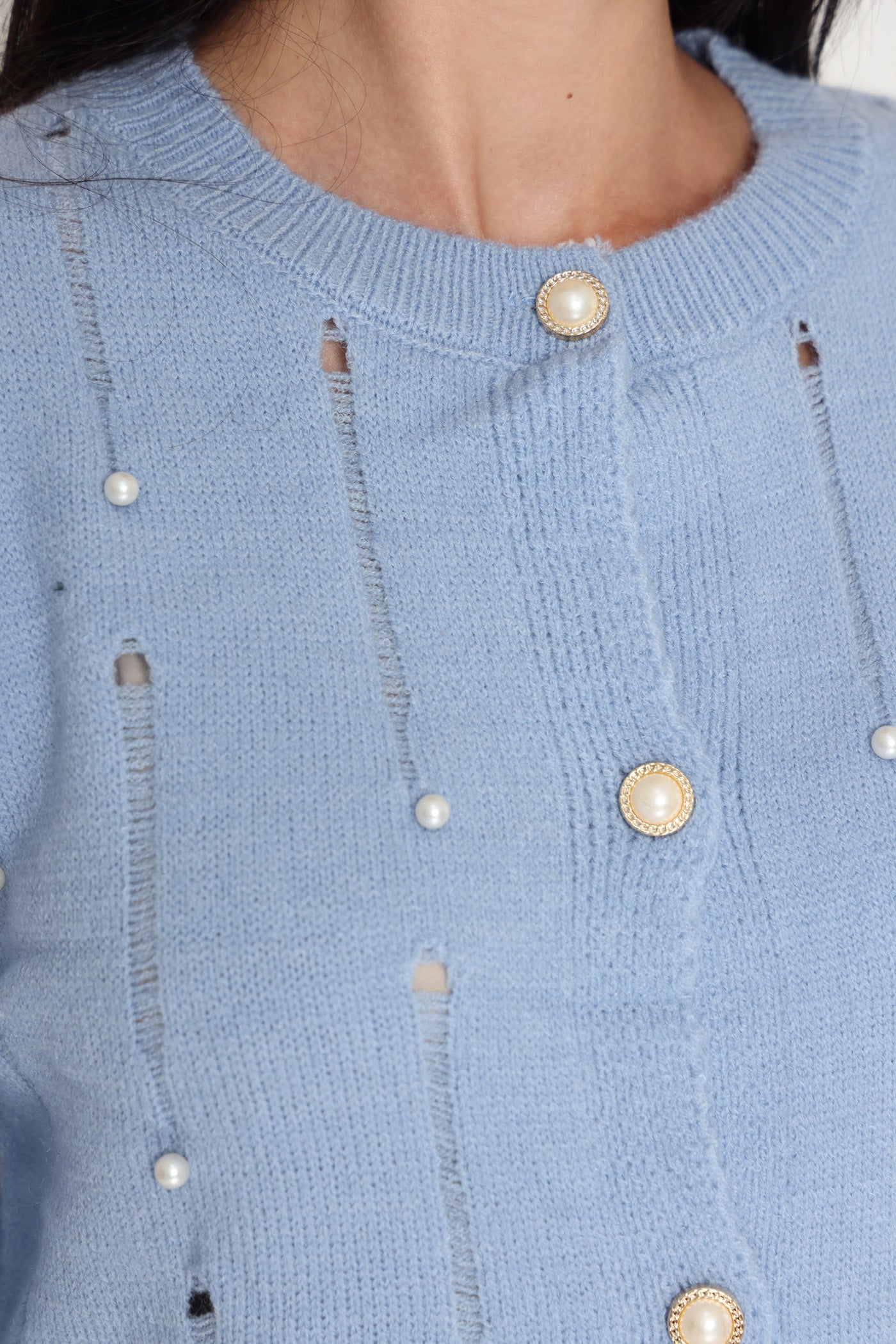 קרדיגן שקעים וחרוזים