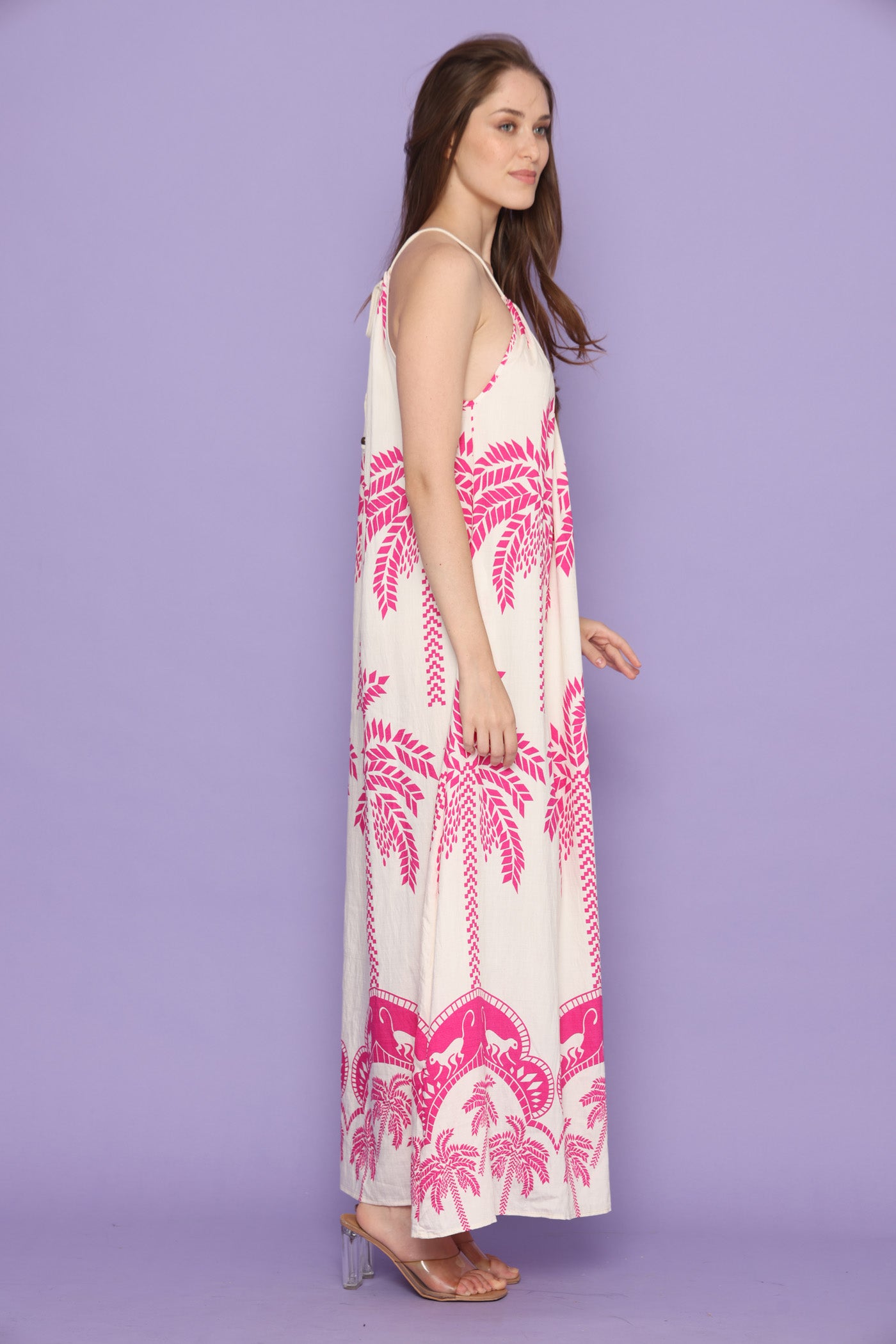 שמלת דקלים ורודים