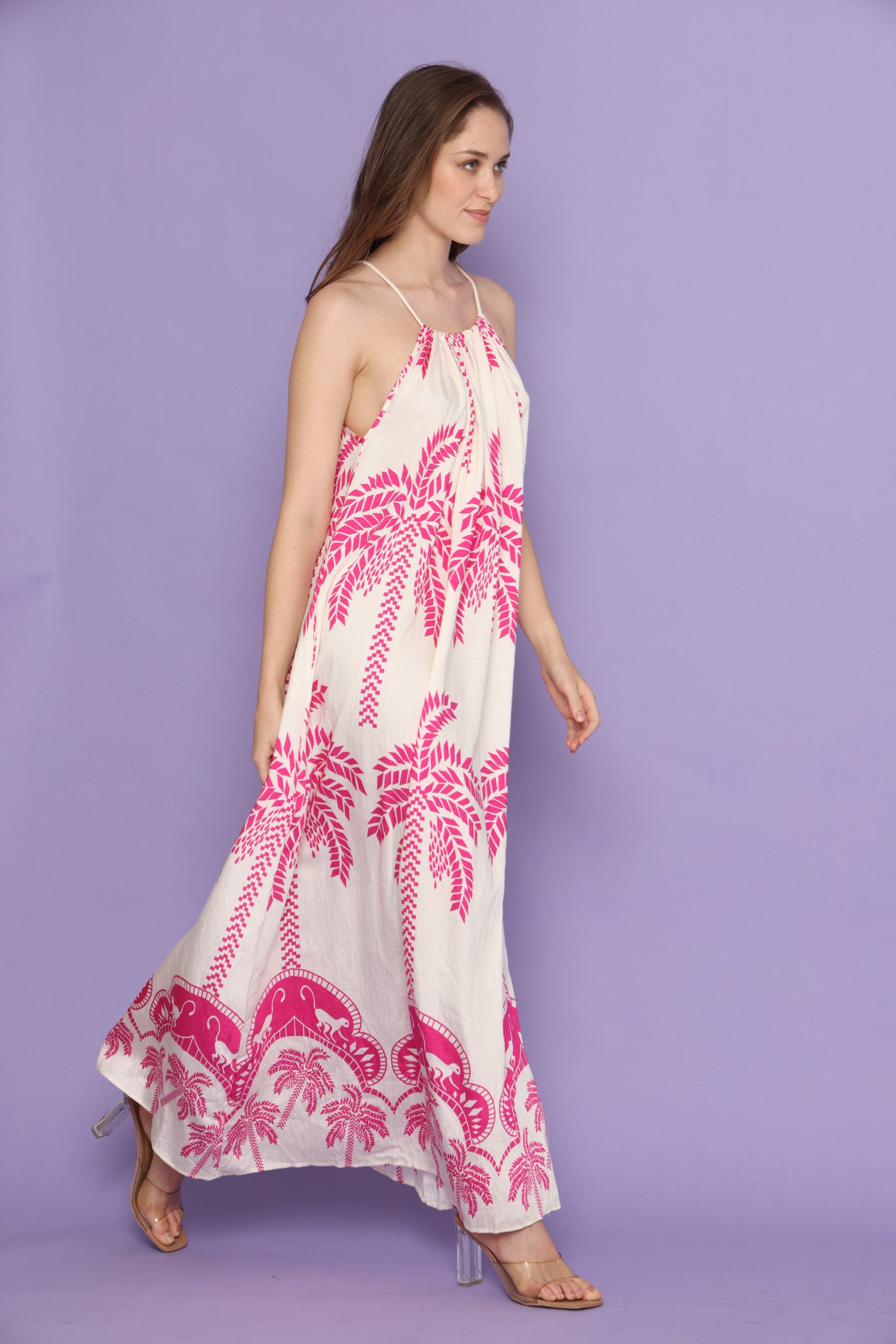 שמלת דקלים ורודים