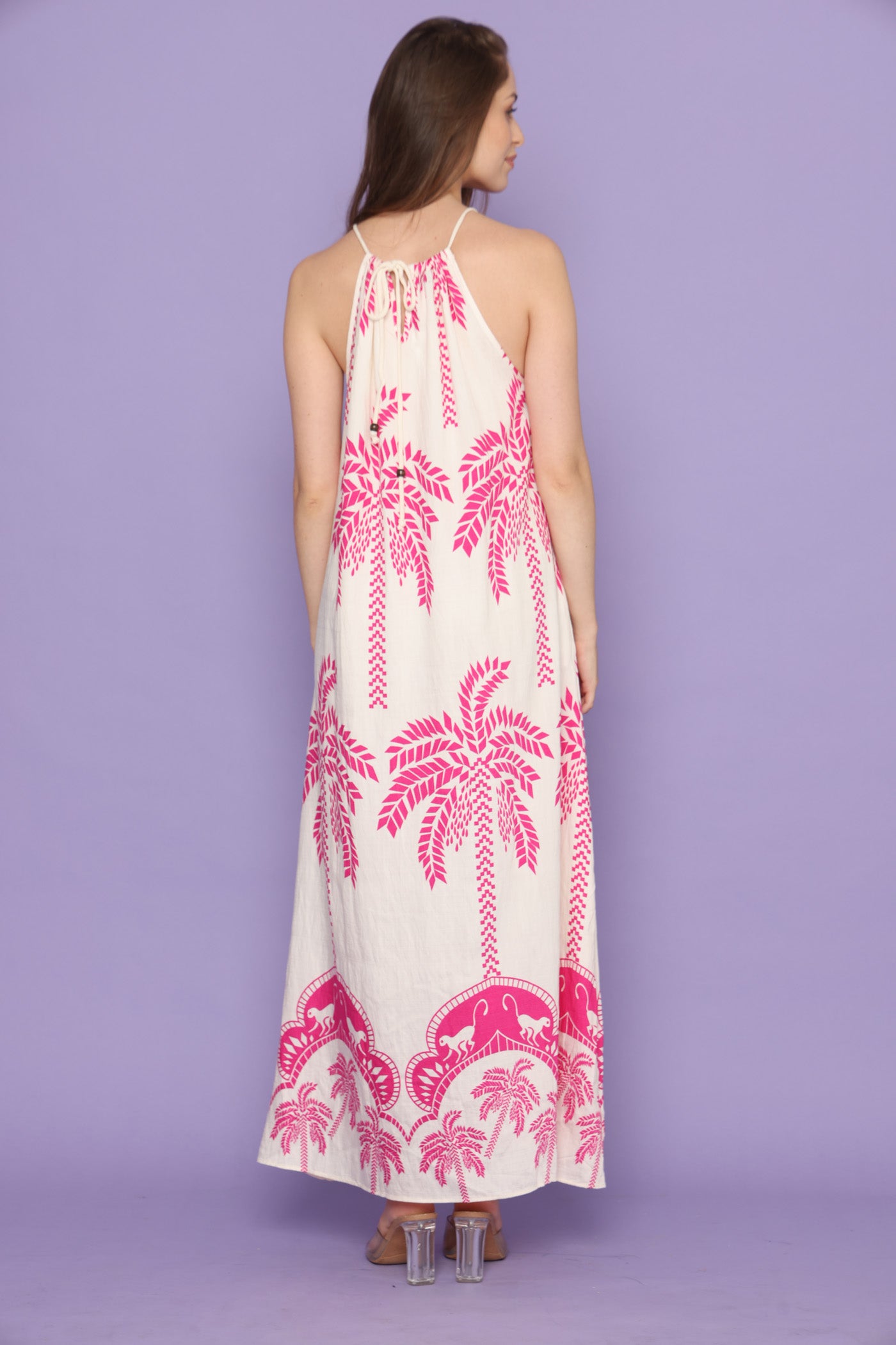 שמלת דקלים ורודים