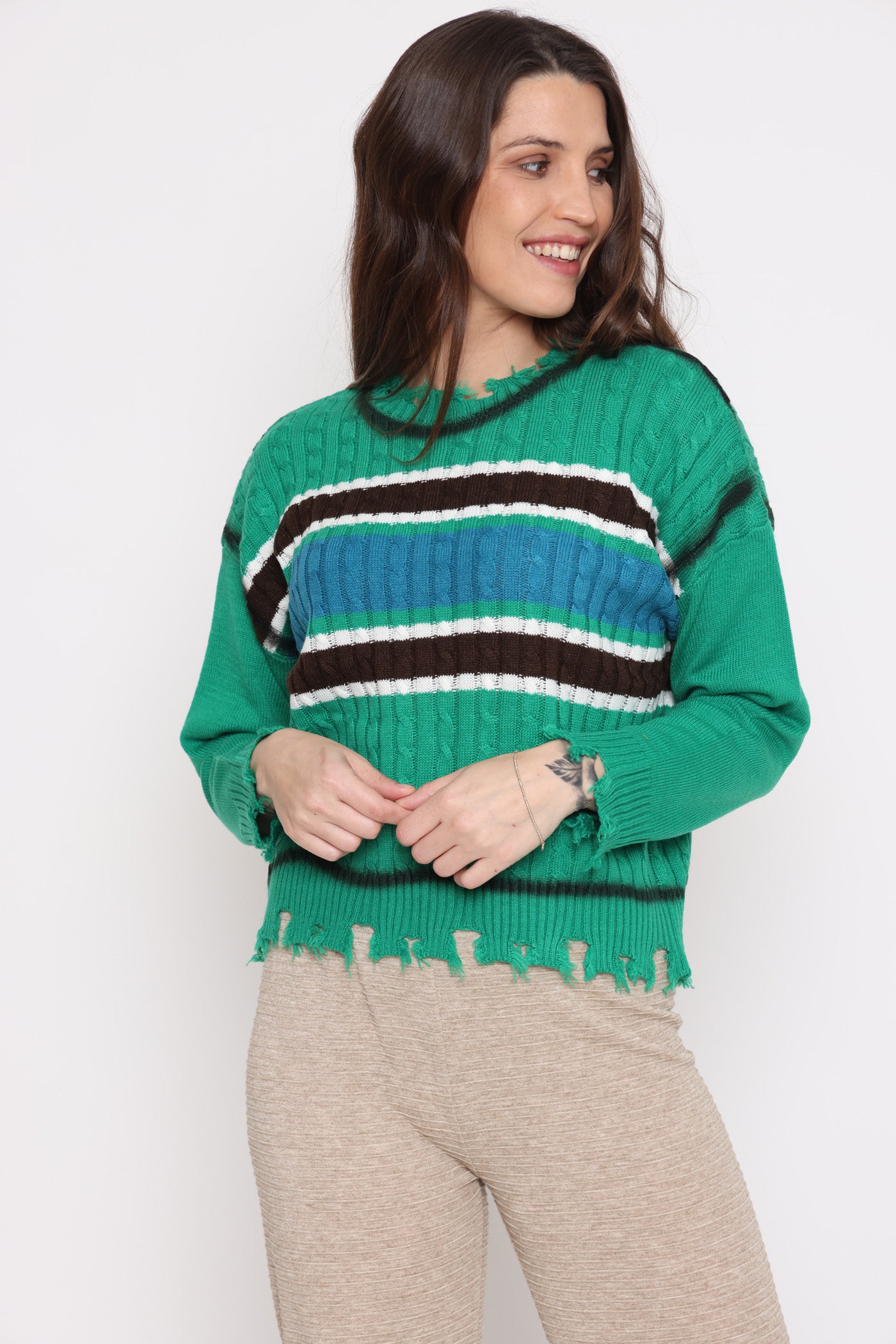 סריג מרכז 2 צבעים ירוק חורף