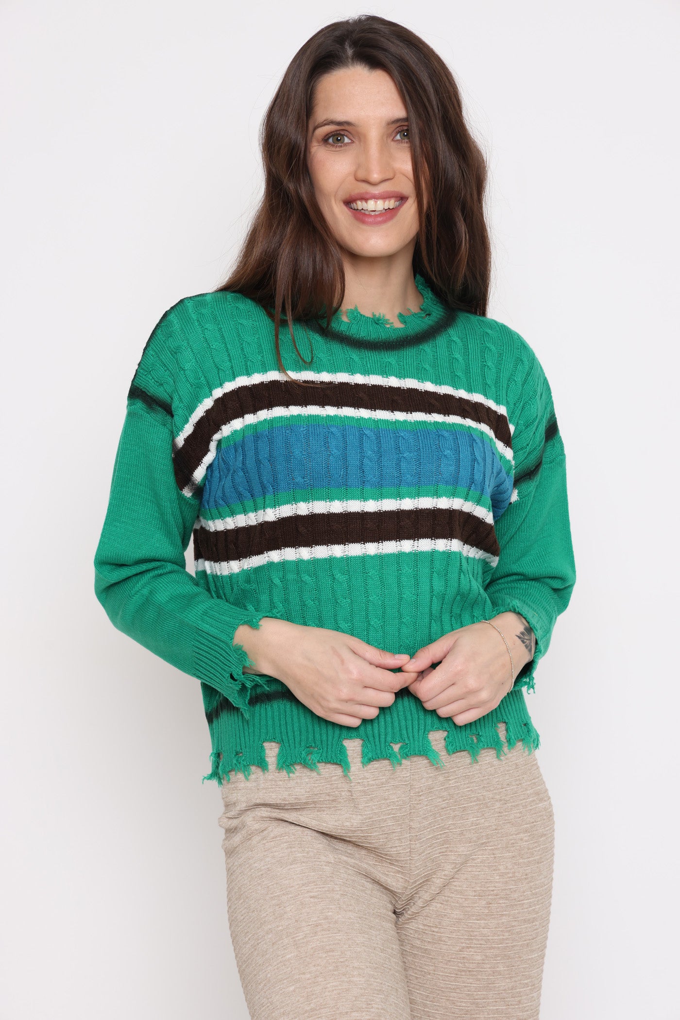 סריג מרכז 2 צבעים ירוק חורף