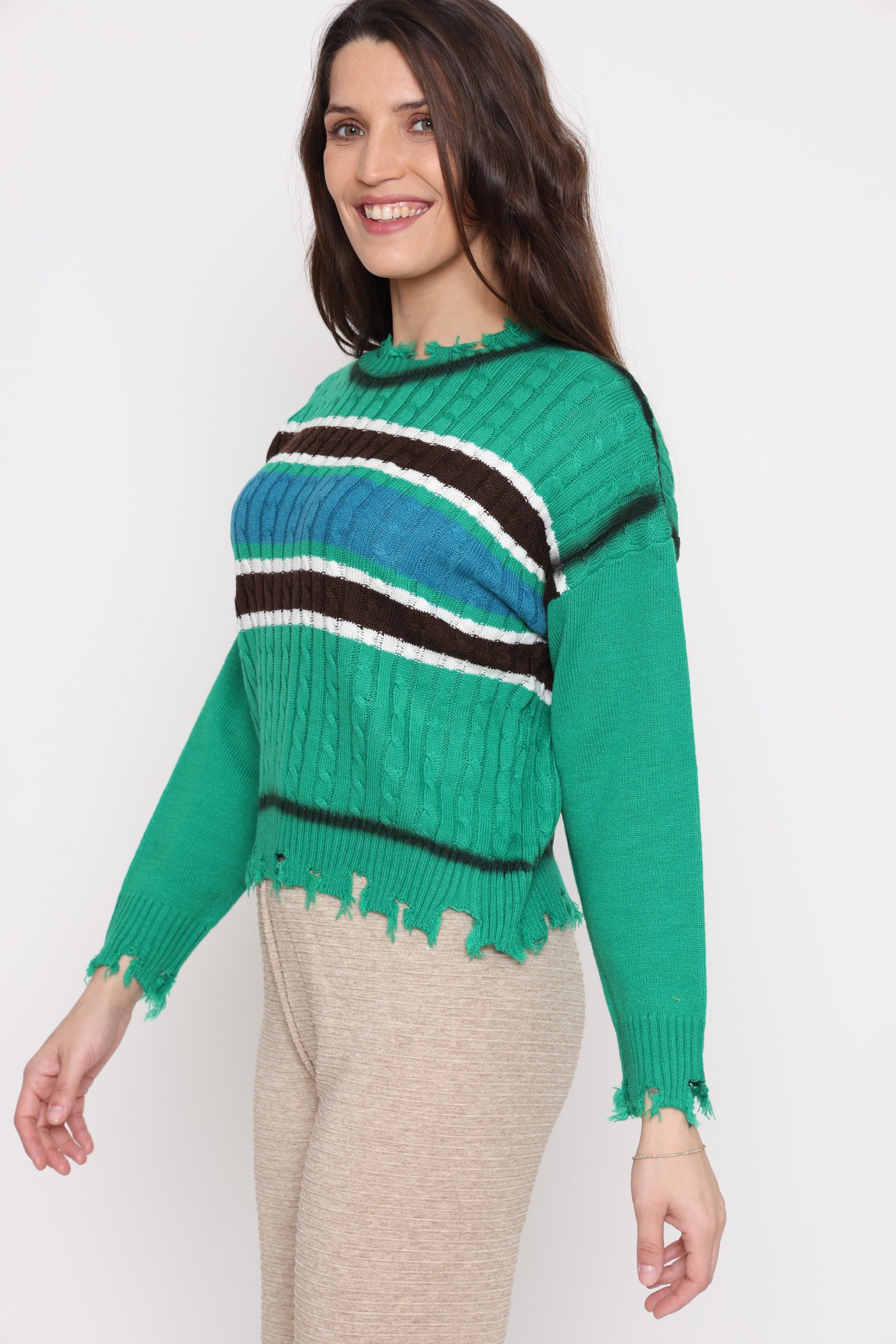 סריג מרכז 2 צבעים ירוק חורף