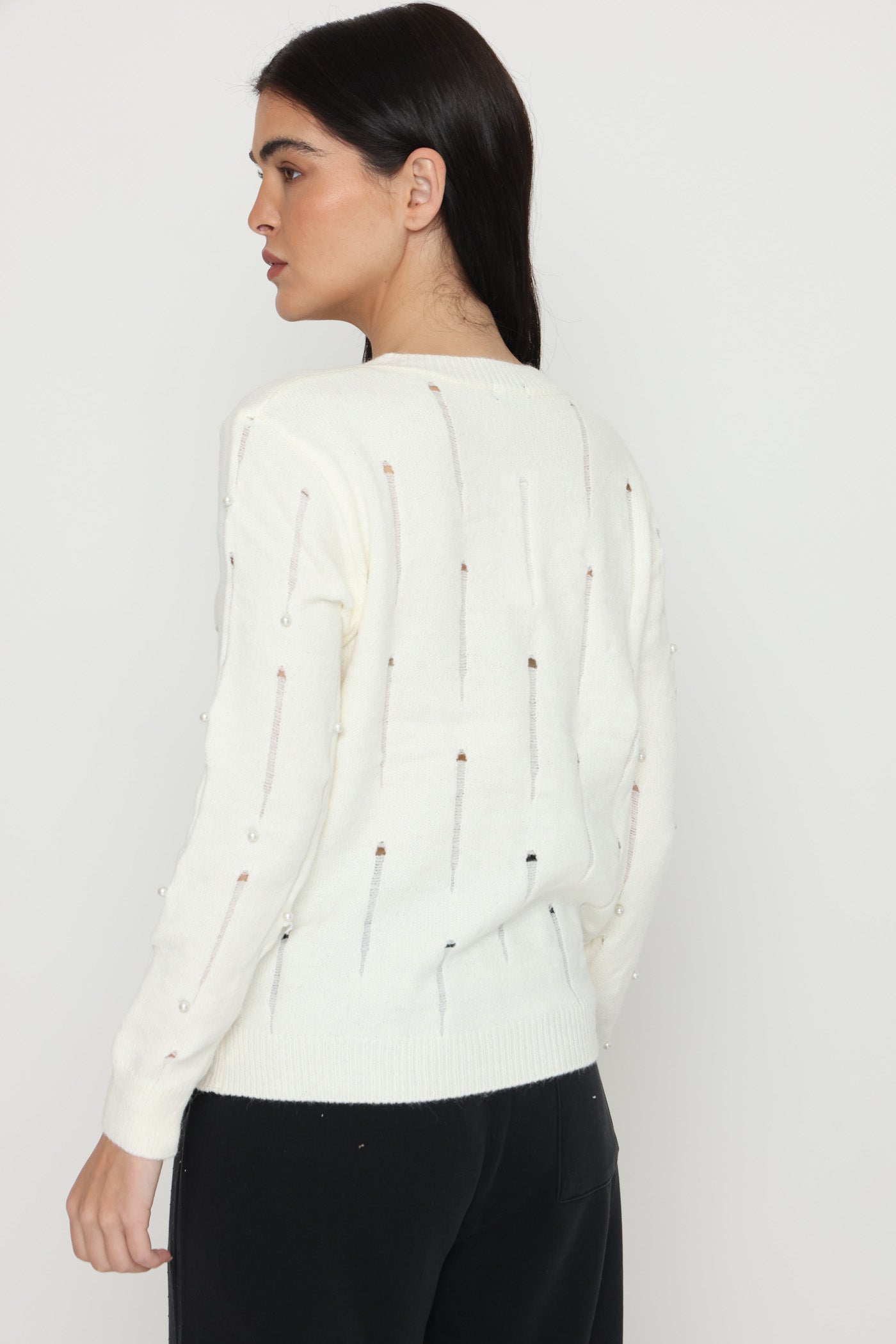 קרדיגן שקעים וחרוזים