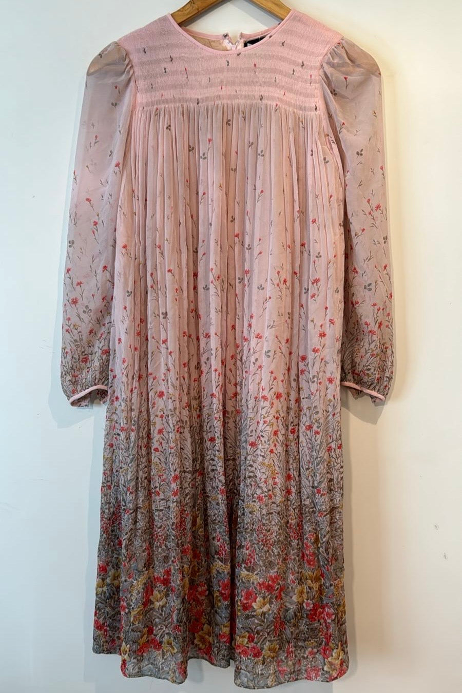 שמלת וינטג' שרוול שקפקף פריחה