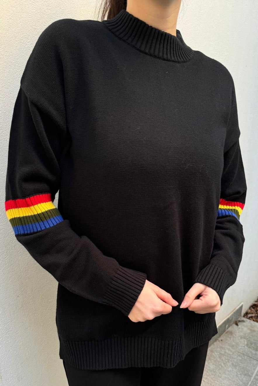 סריג פסי צבע בשרוול