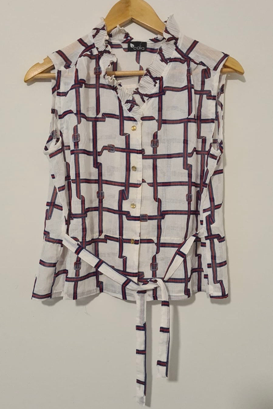 חולצת וינטג' רשת חגורה שקפקפה