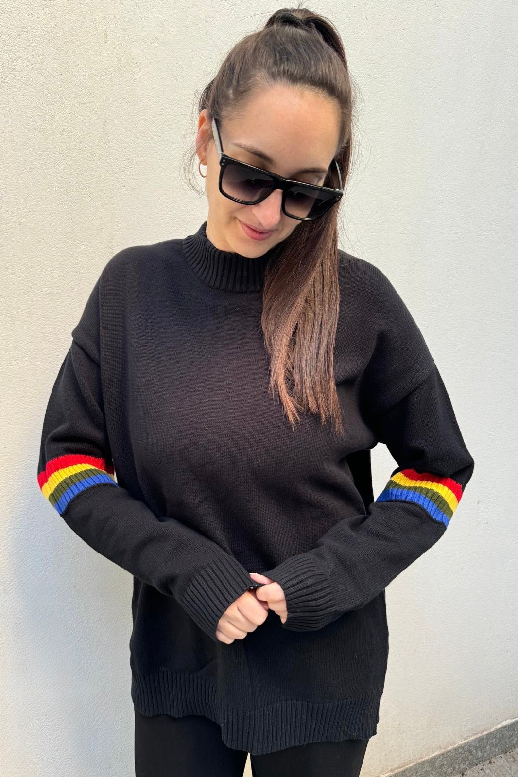 סריג פסי צבע בשרוול