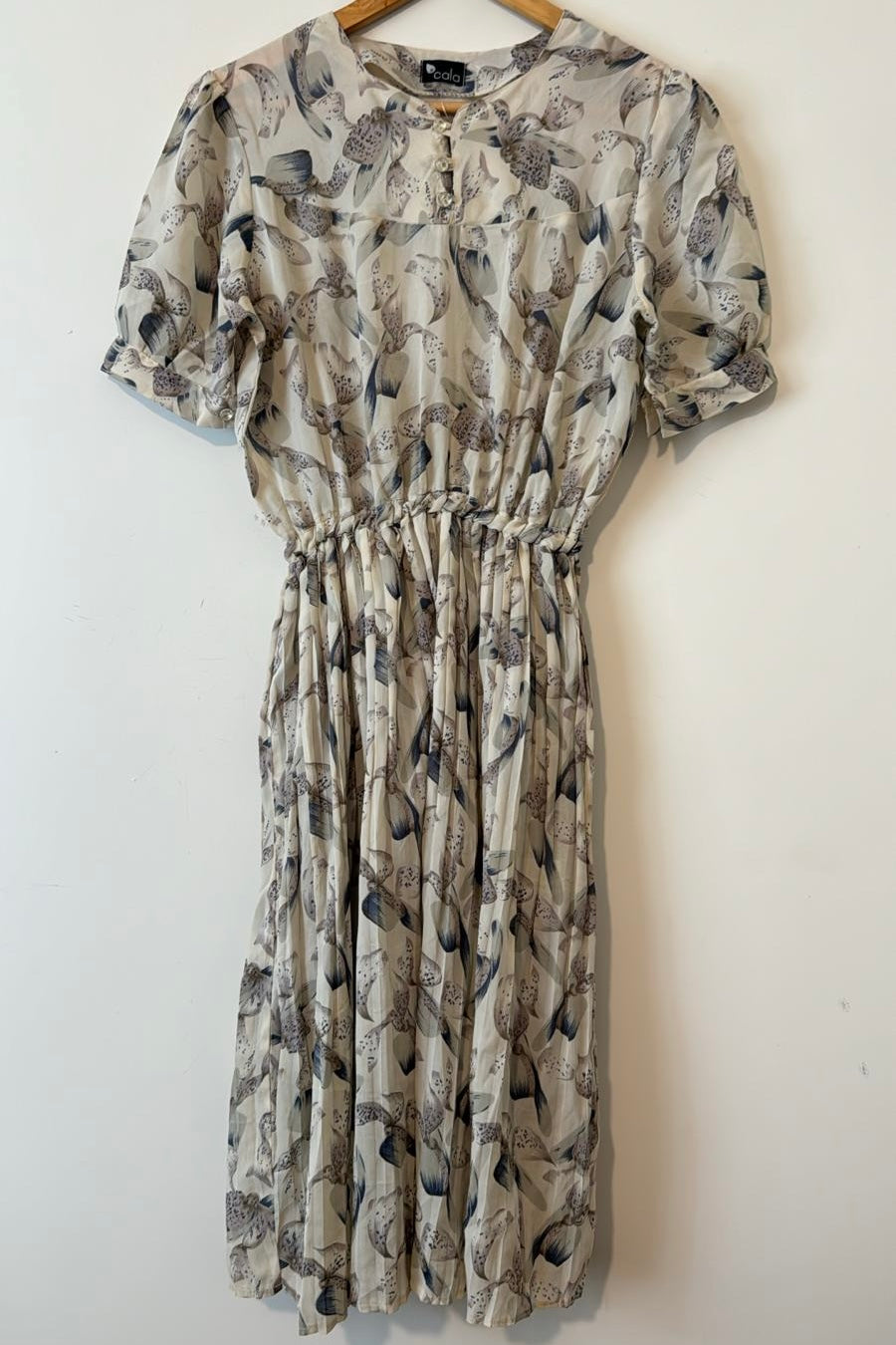 שמלת וינטג' עלי אפור סגירה קדמית