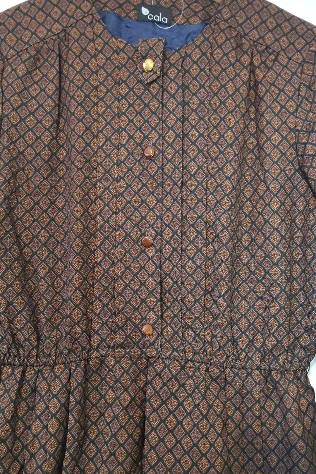 שמלת וינטג' ריבועים חומים