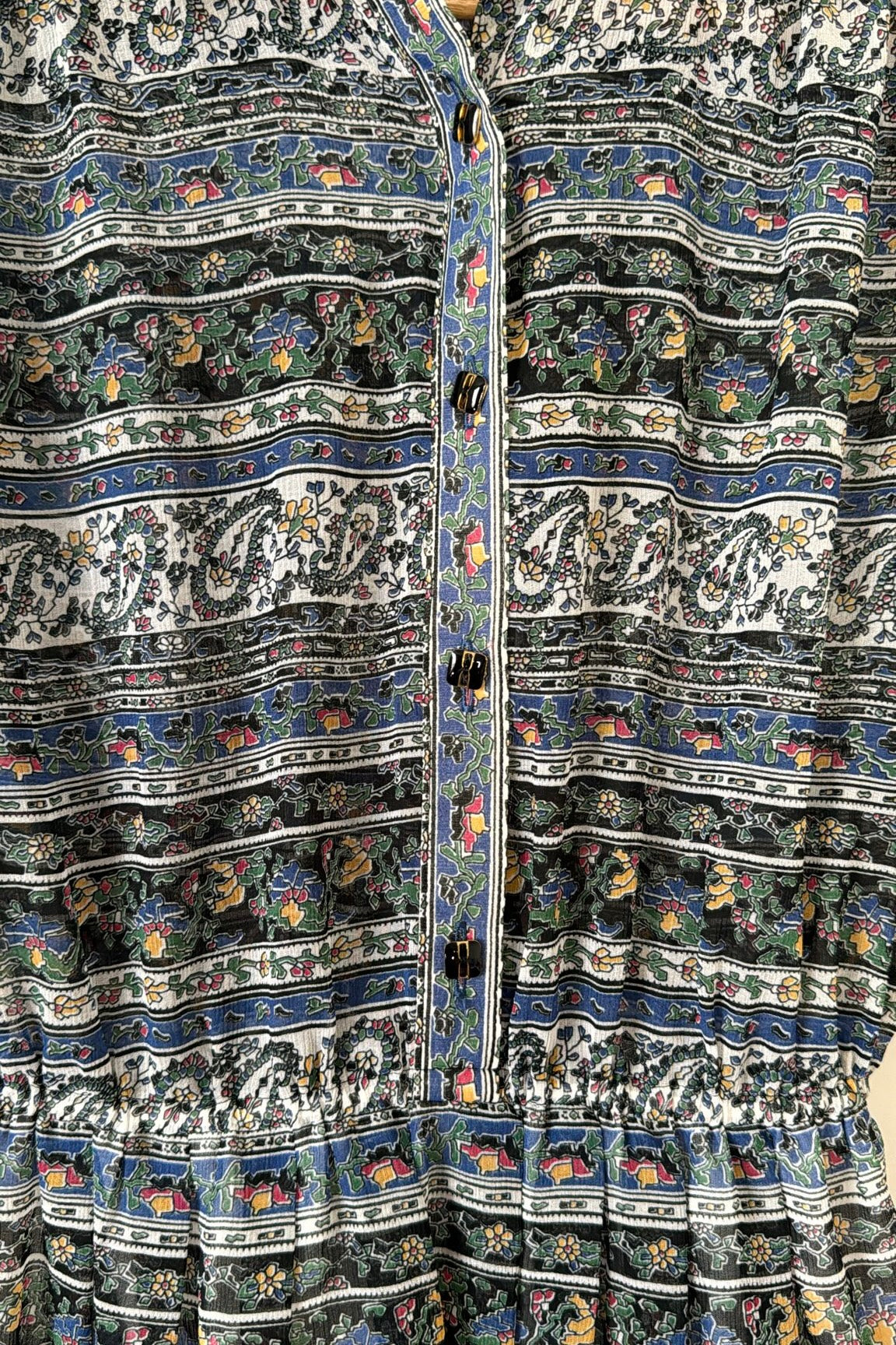 שמלת וינטג' פסים עבים ציורים