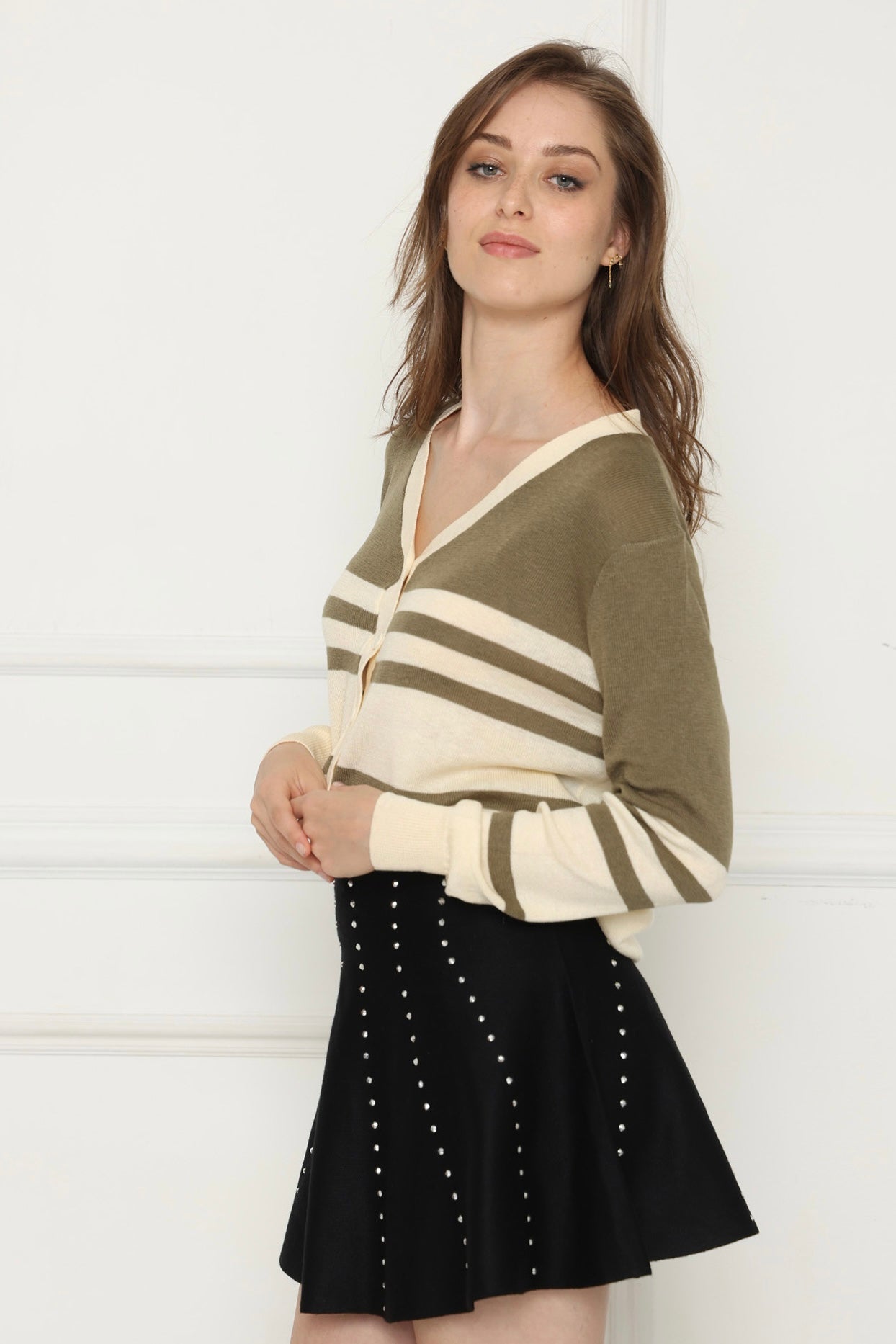 קרדיגן פסי בז'