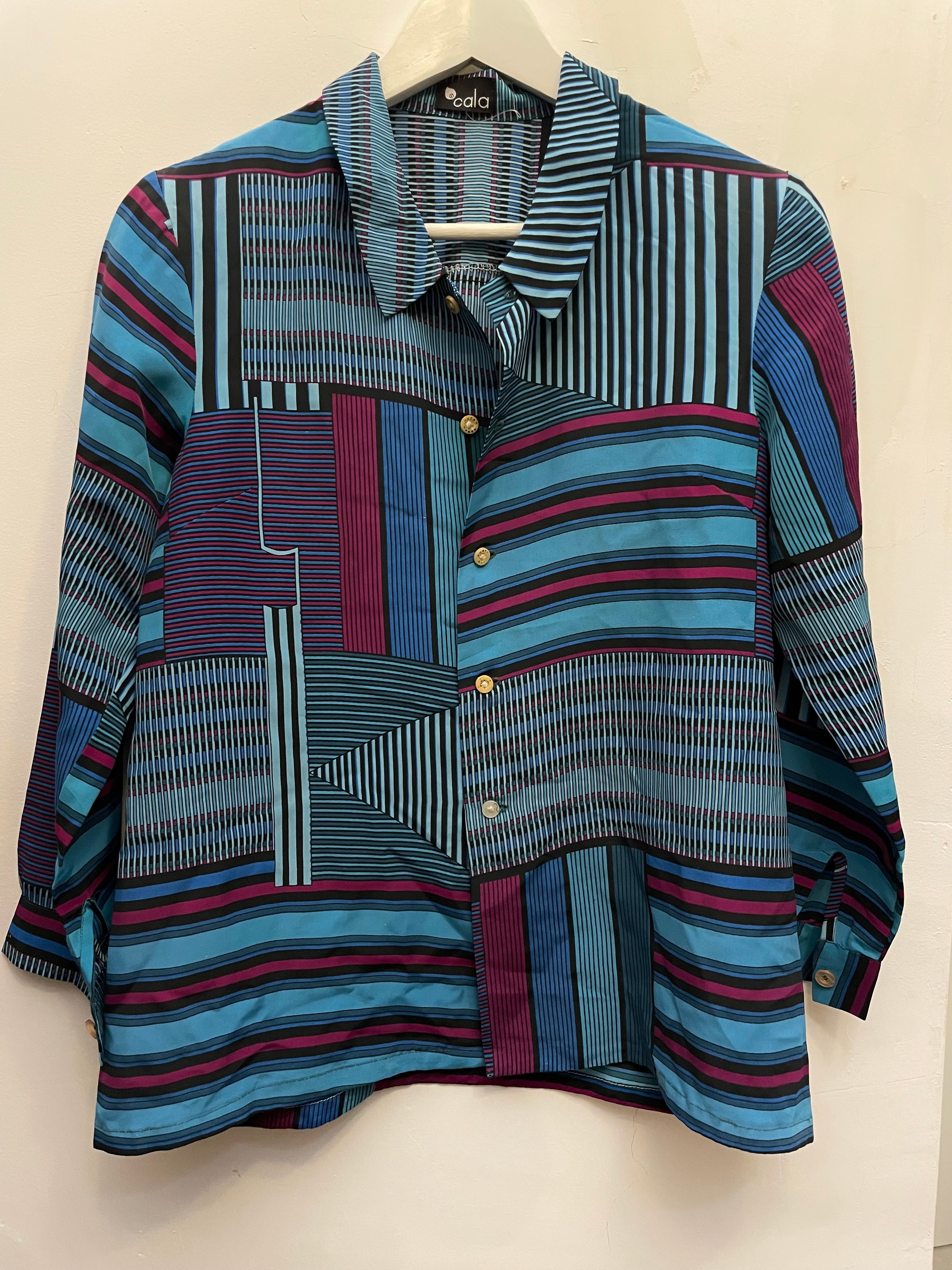 חולצת וינטג׳ פסי תכלת