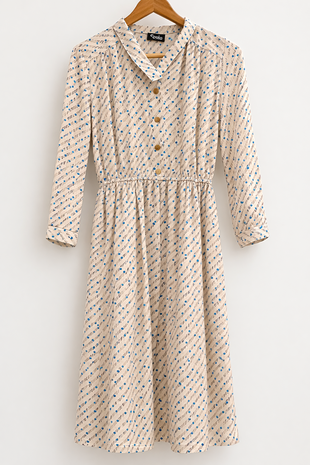 שמלת וינטג׳ נקודות תכלת