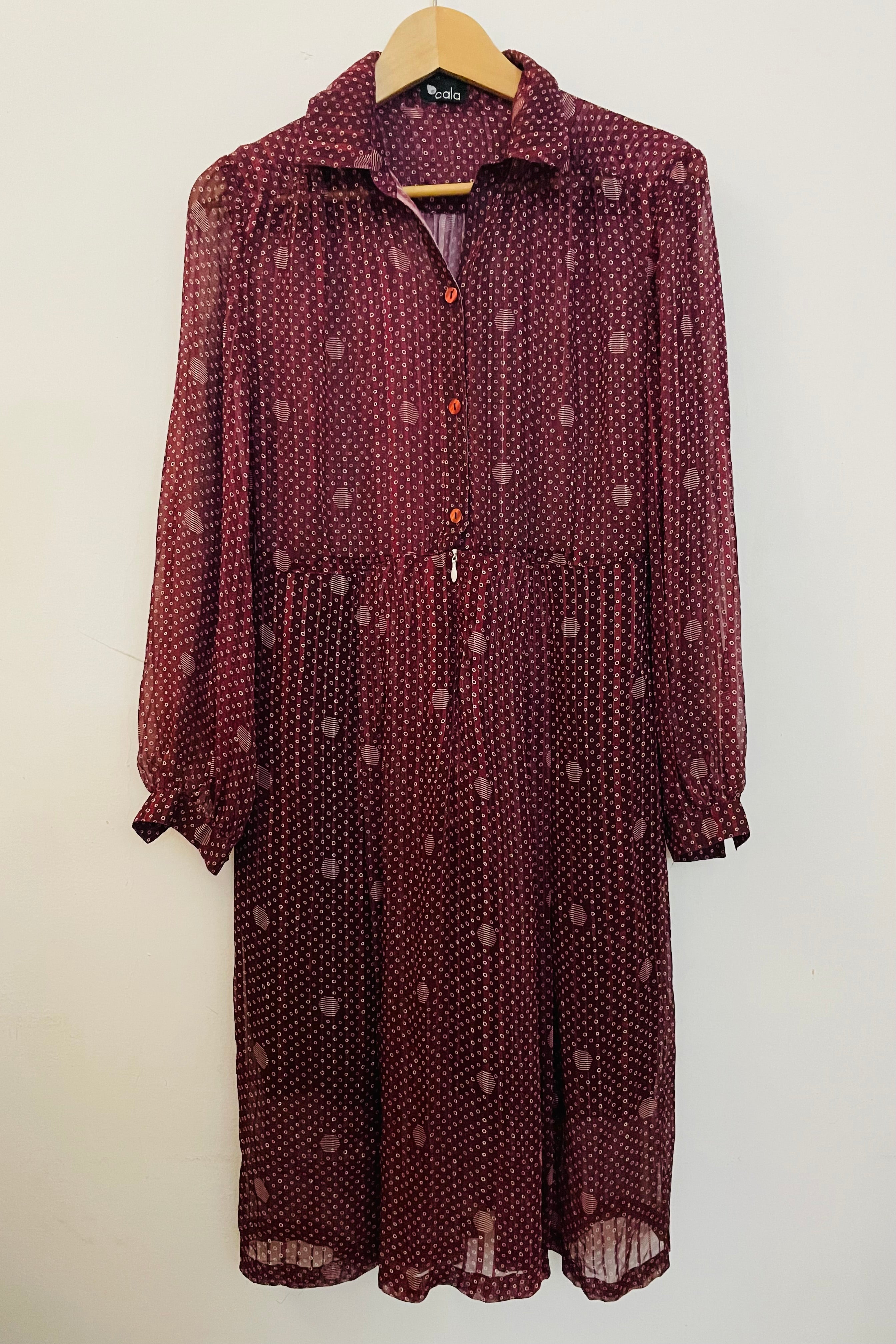 שמלת וינטג׳ בורדו עיגולים