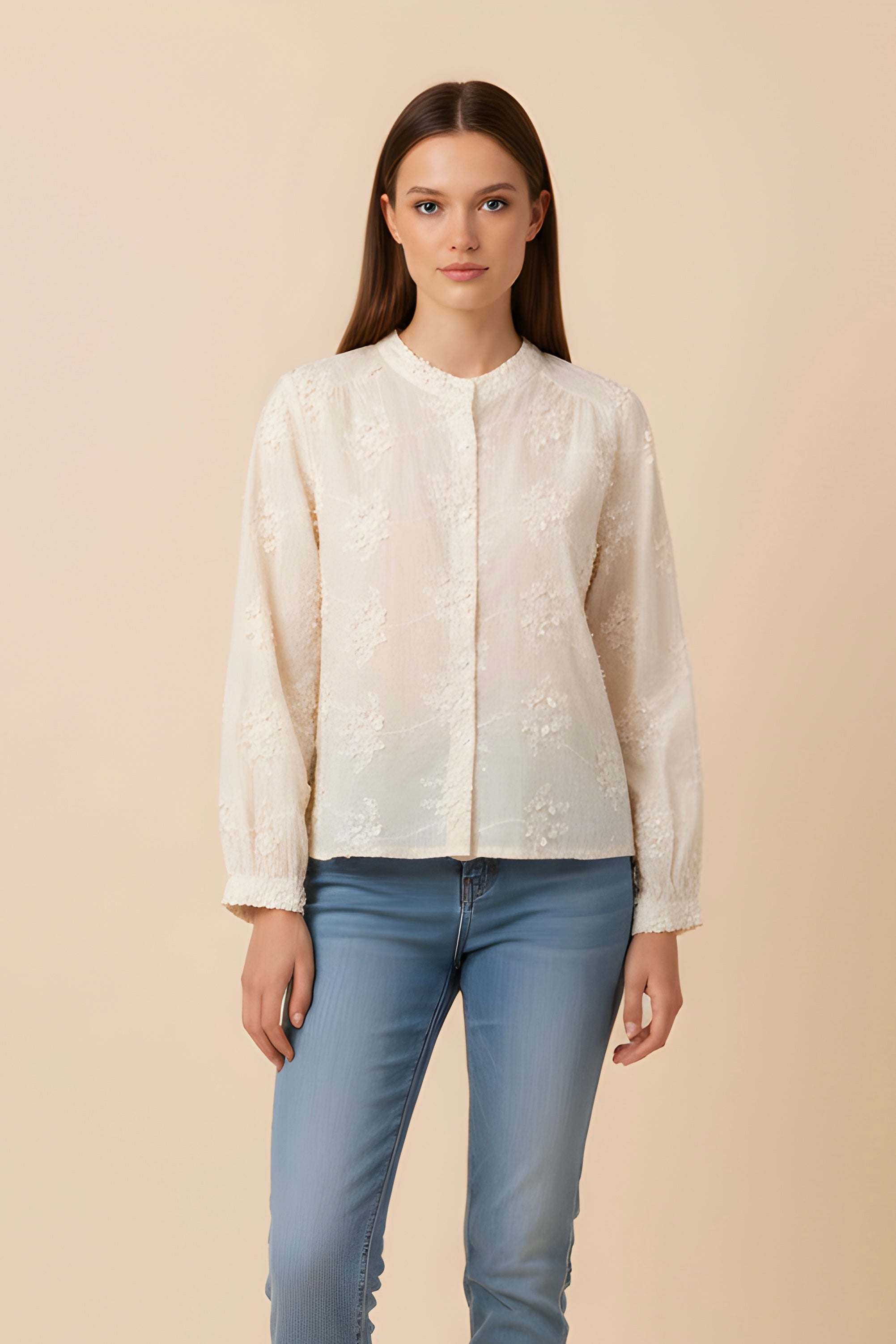 חולצת טקסטורת רקמה